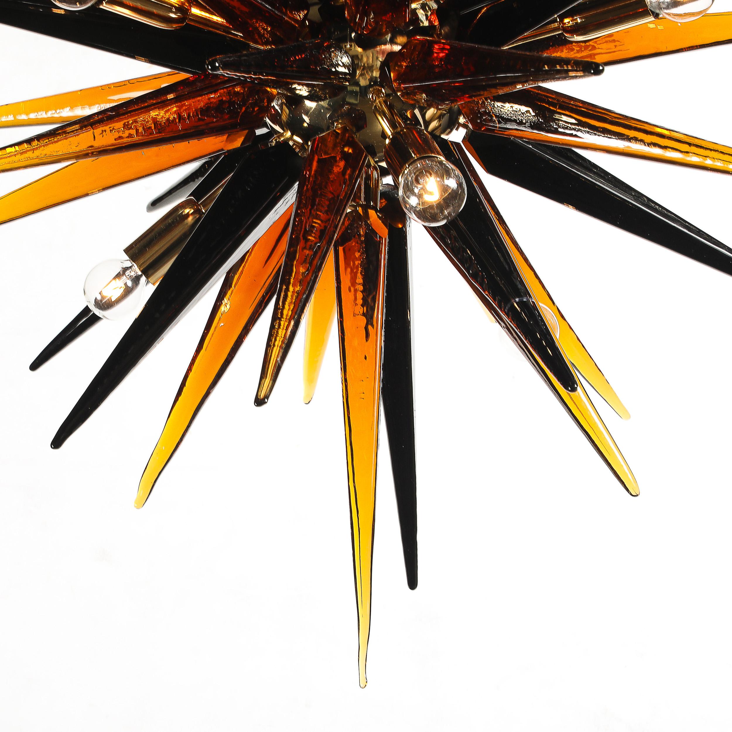 Lustre moderne en forme de Sputnik en verre de Murano fumé et soufflé à la main en vente 2