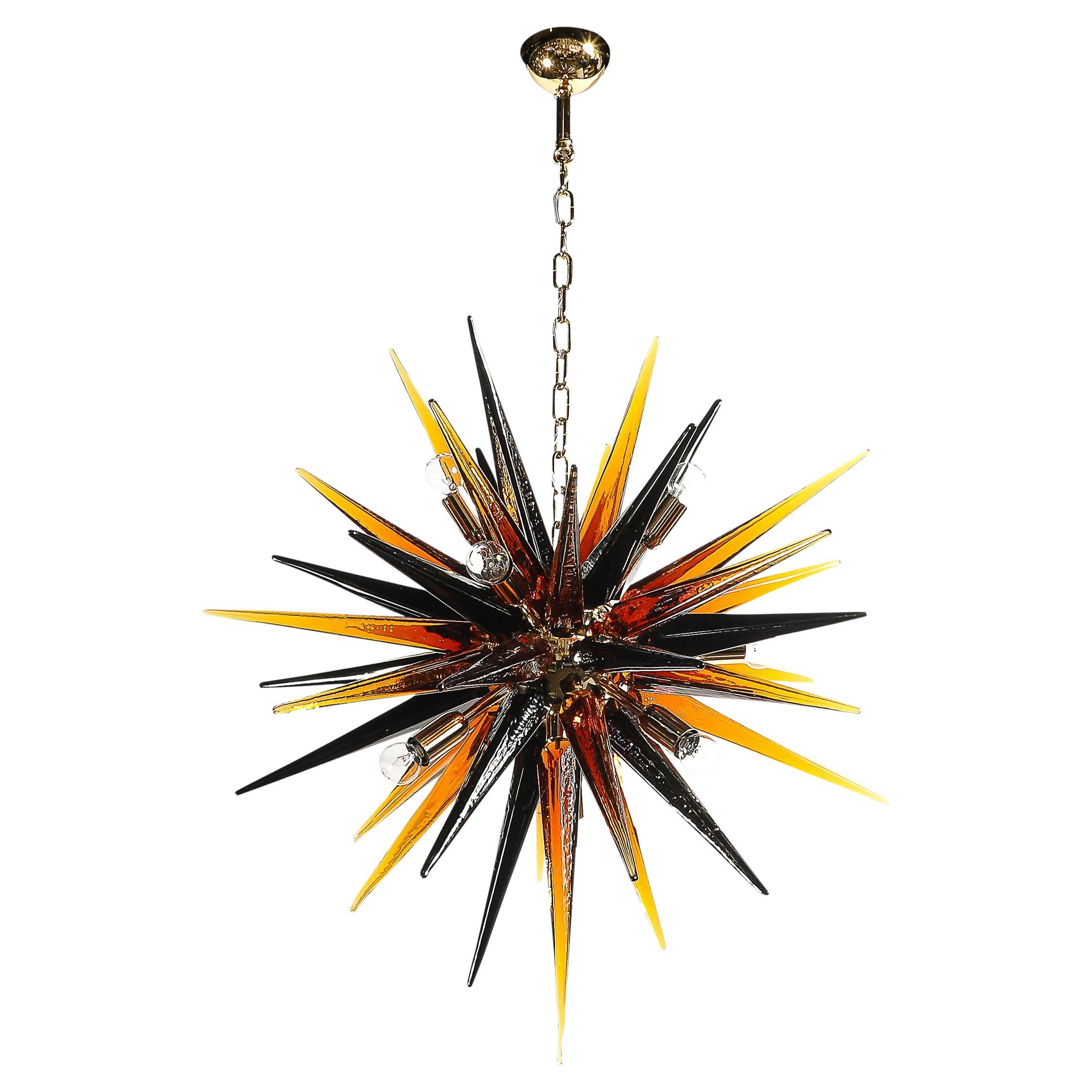 Lustre moderne en forme de Sputnik en verre de Murano fumé et soufflé à la main en vente