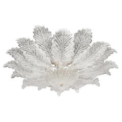 Plafonnier moderniste en verre de Murano soufflé à la main, marbré, motif d'acanthe