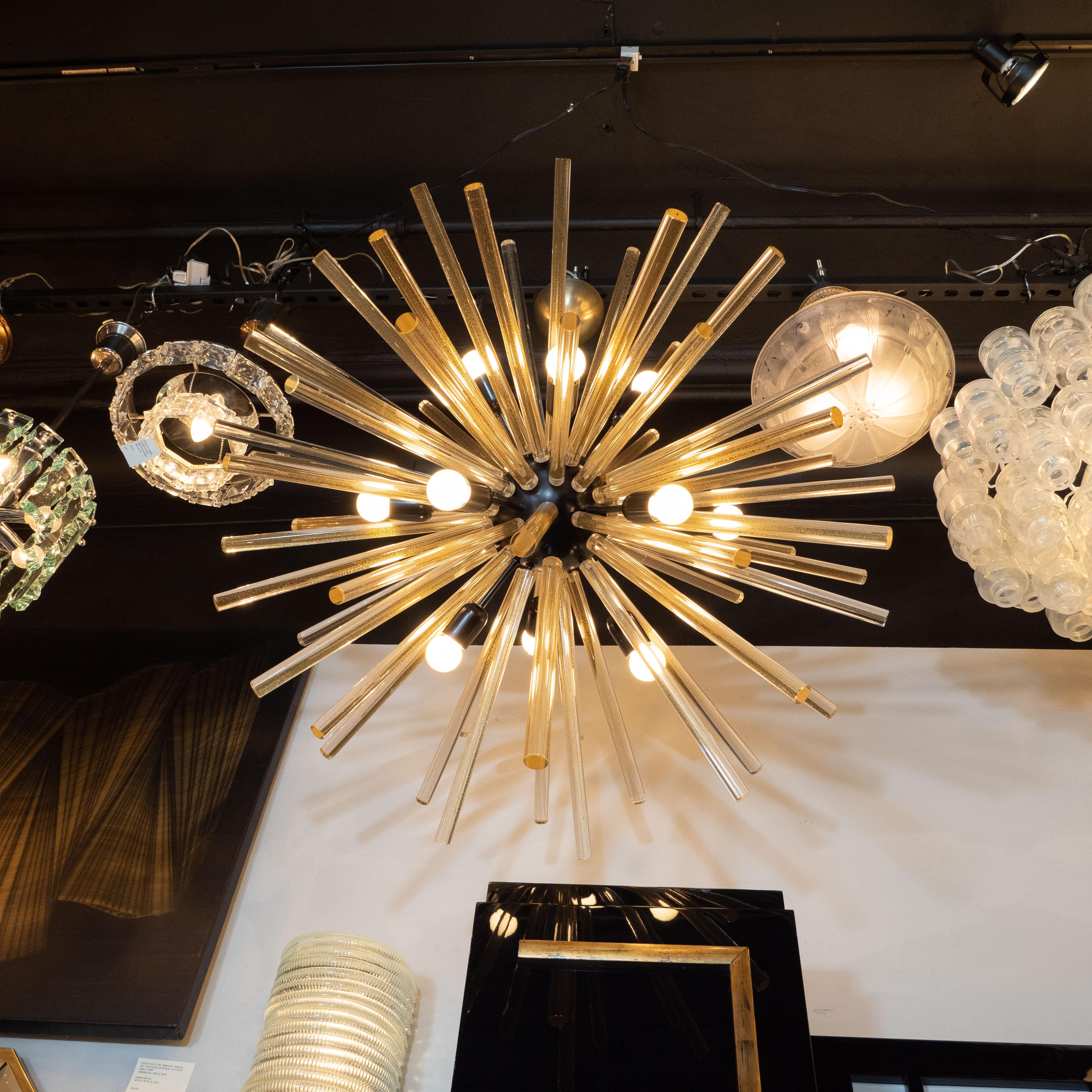 Modernista soffiato a mano di Murano in vetro traslucido oro 24 Kt e smalto nero Sputnik In condizioni ottime in vendita a New York, NY