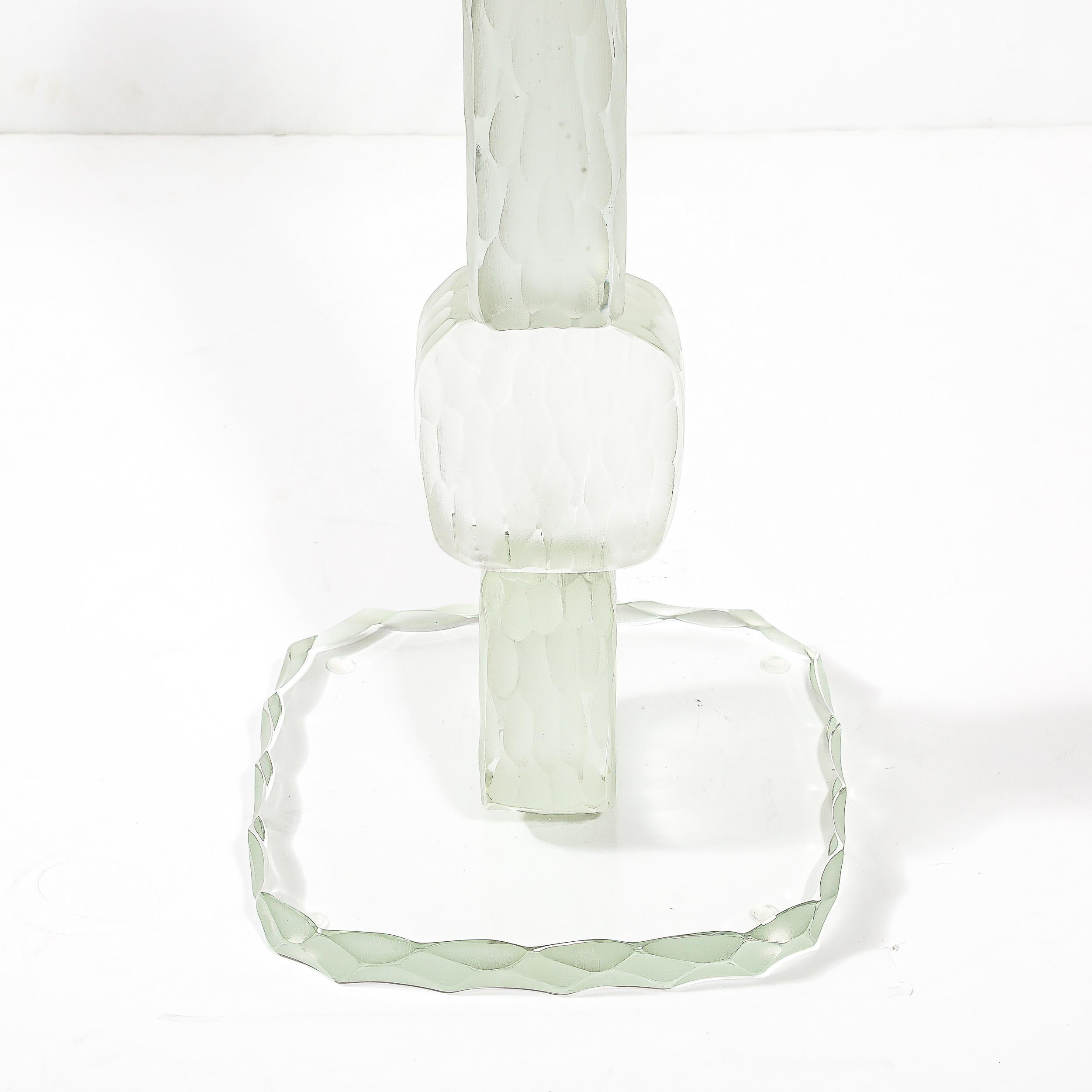 Modernistischer skulpturaler Beistelltisch aus mundgeblasenem Murano Battuto-Glas im Angebot 4