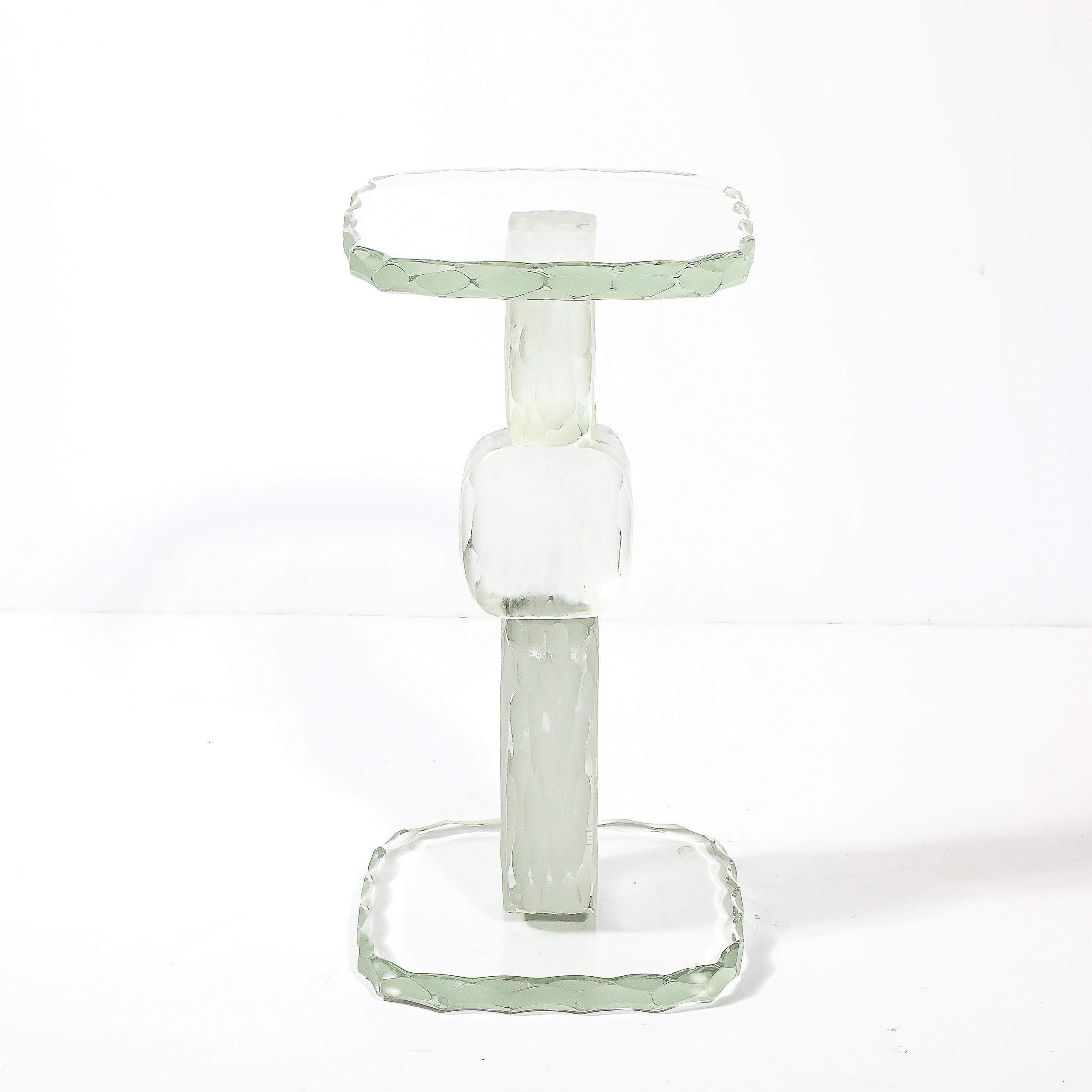 Table d'appoint moderniste pour boissons sculpturales en verre Battuto de Murano soufflé à la main en vente 5
