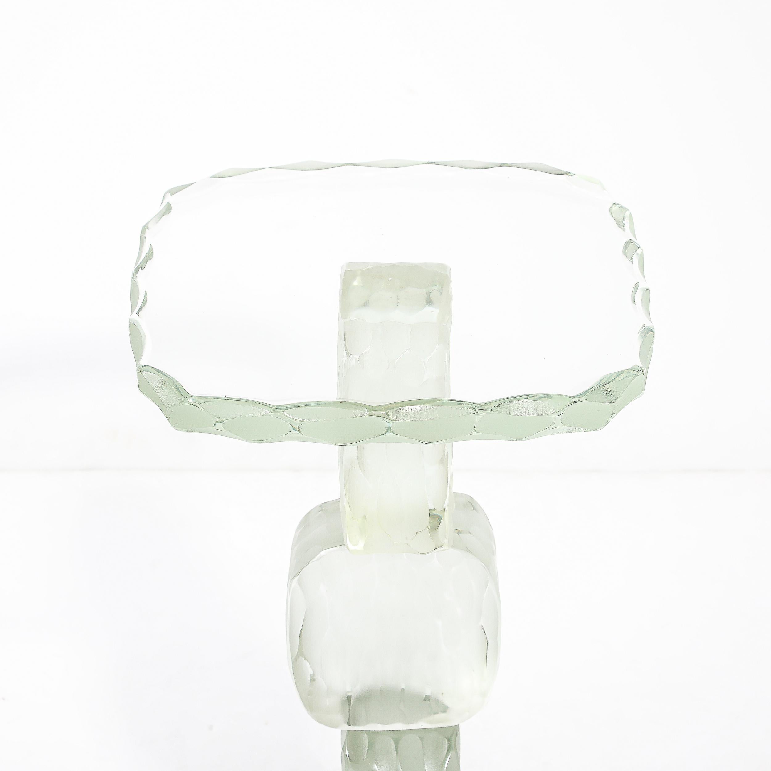 Table d'appoint moderniste pour boissons sculpturales en verre Battuto de Murano soufflé à la main en vente 6