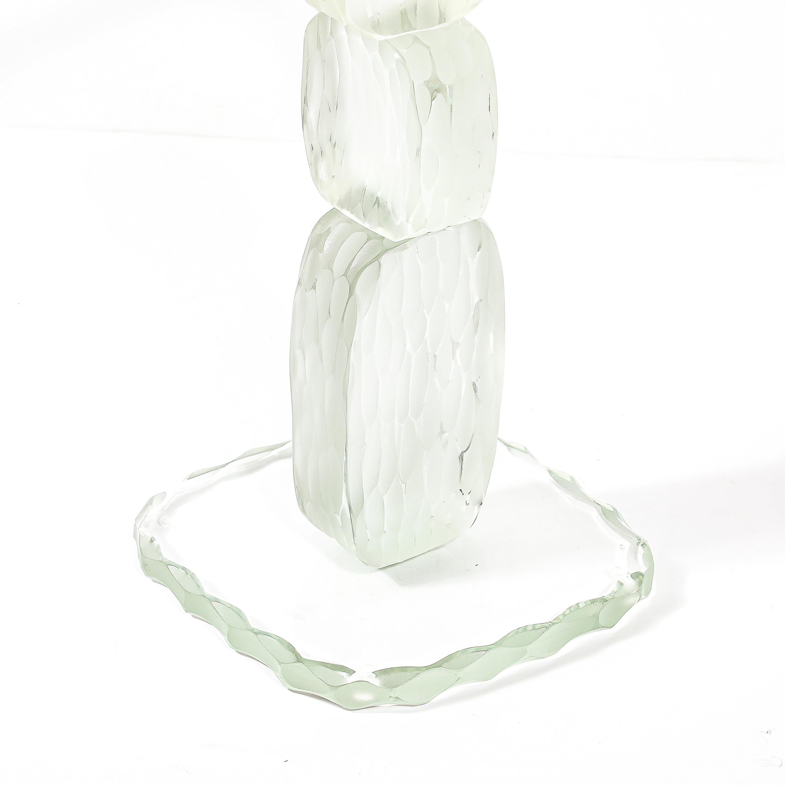 Table d'appoint moderniste pour boissons sculpturales en verre Battuto de Murano soufflé à la main en vente 7