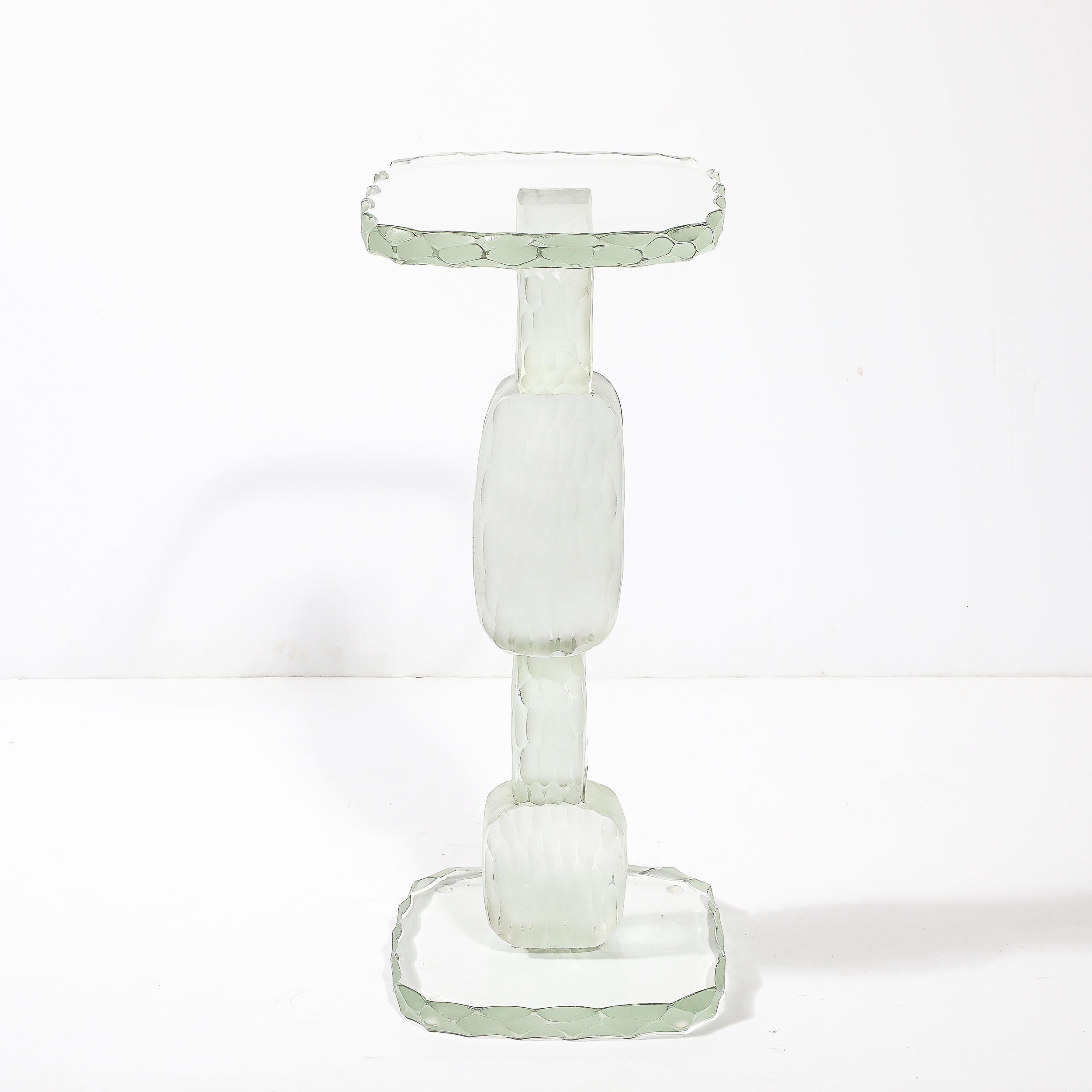 Modernistischer skulpturaler Beistelltisch aus mundgeblasenem Murano Battuto-Glas im Angebot 11