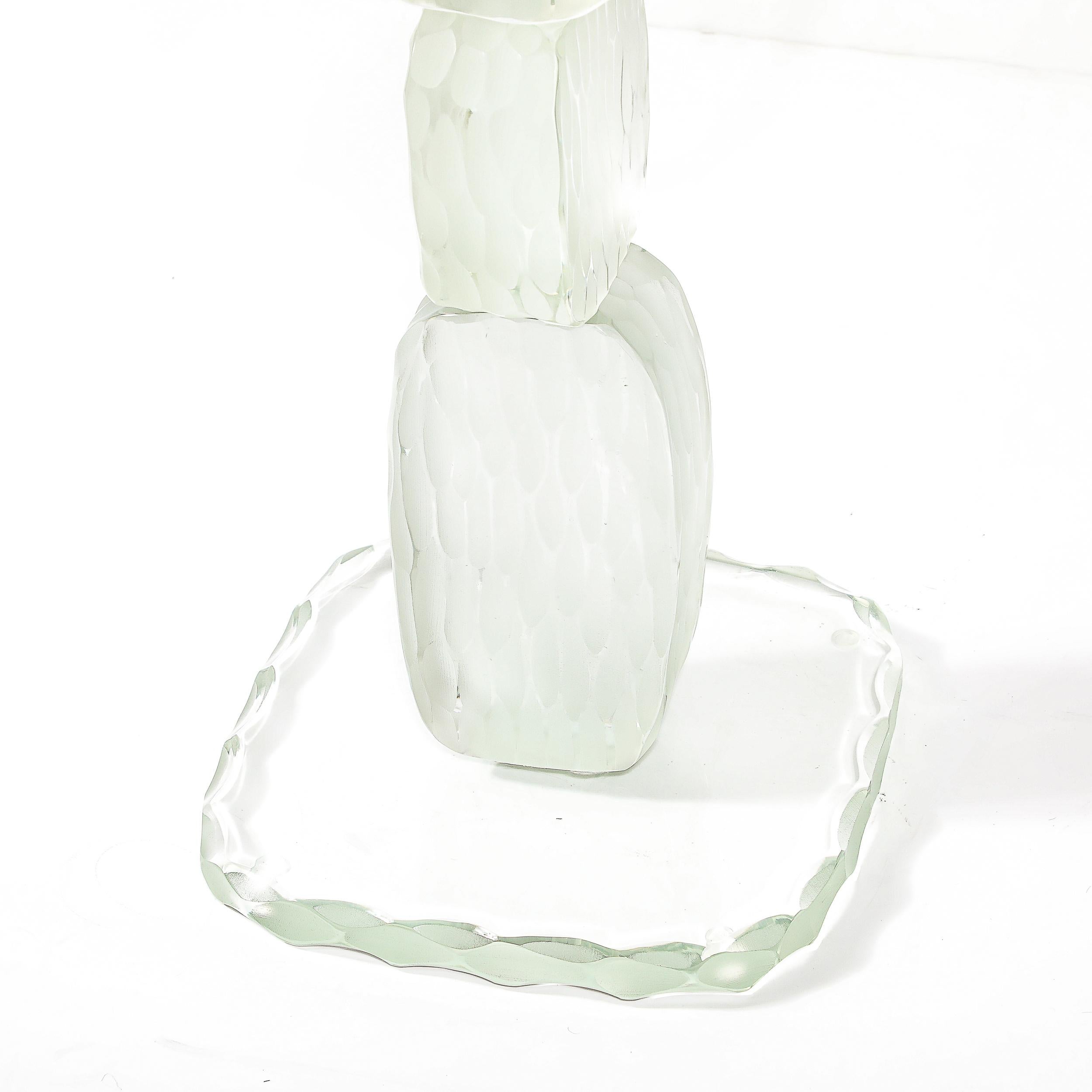 Table d'appoint moderniste pour boissons sculpturales en verre Battuto de Murano soufflé à la main en vente 12