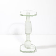 Tavolino scultoreo modernista in vetro Battuto di Murano soffiato a mano