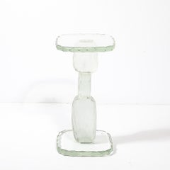 Modernist Hand-Blown Murano Battuto Glass Sculptural Drinks/End Table