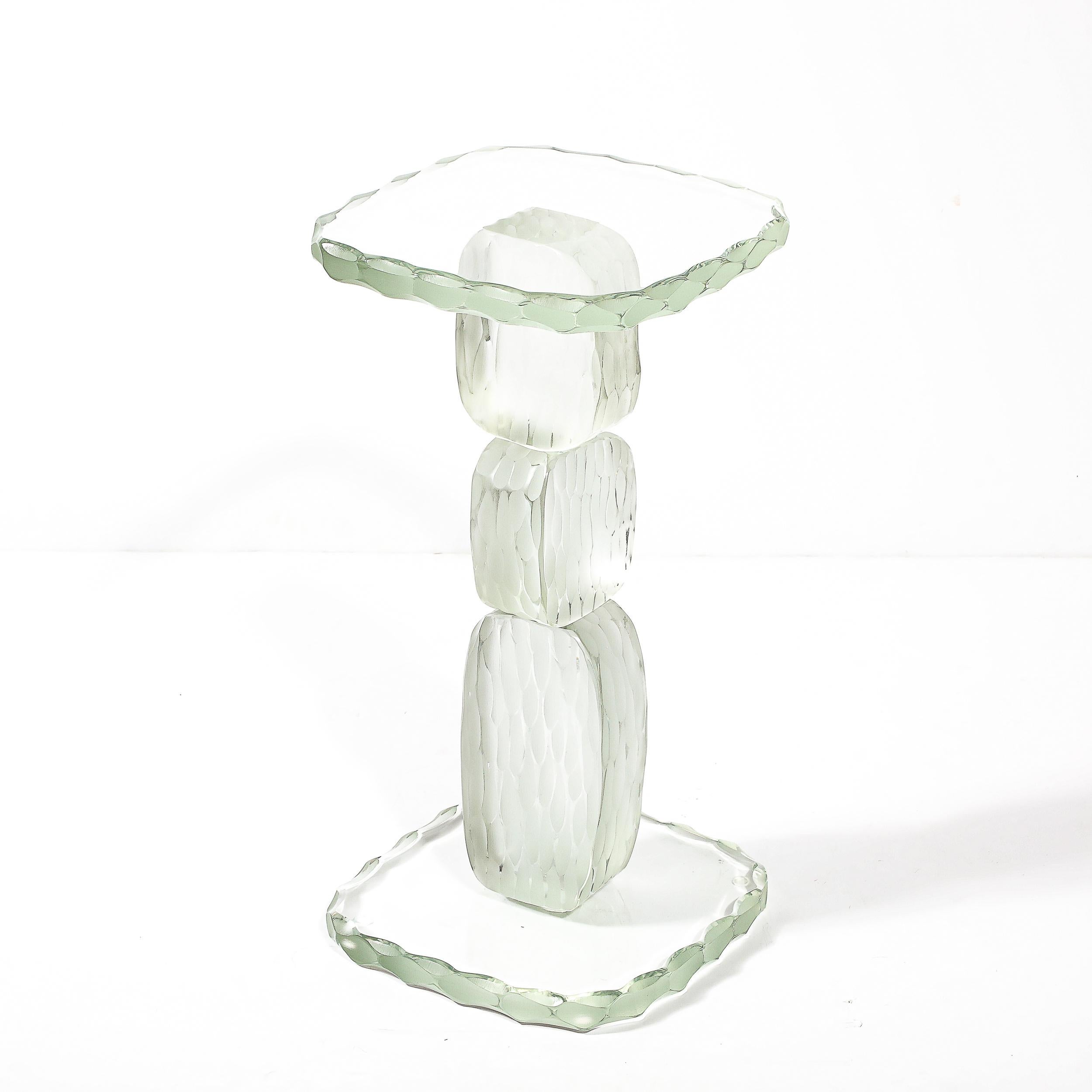 Table d'appoint moderniste pour boissons sculpturales en verre Battuto de Murano soufflé à la main en vente 13
