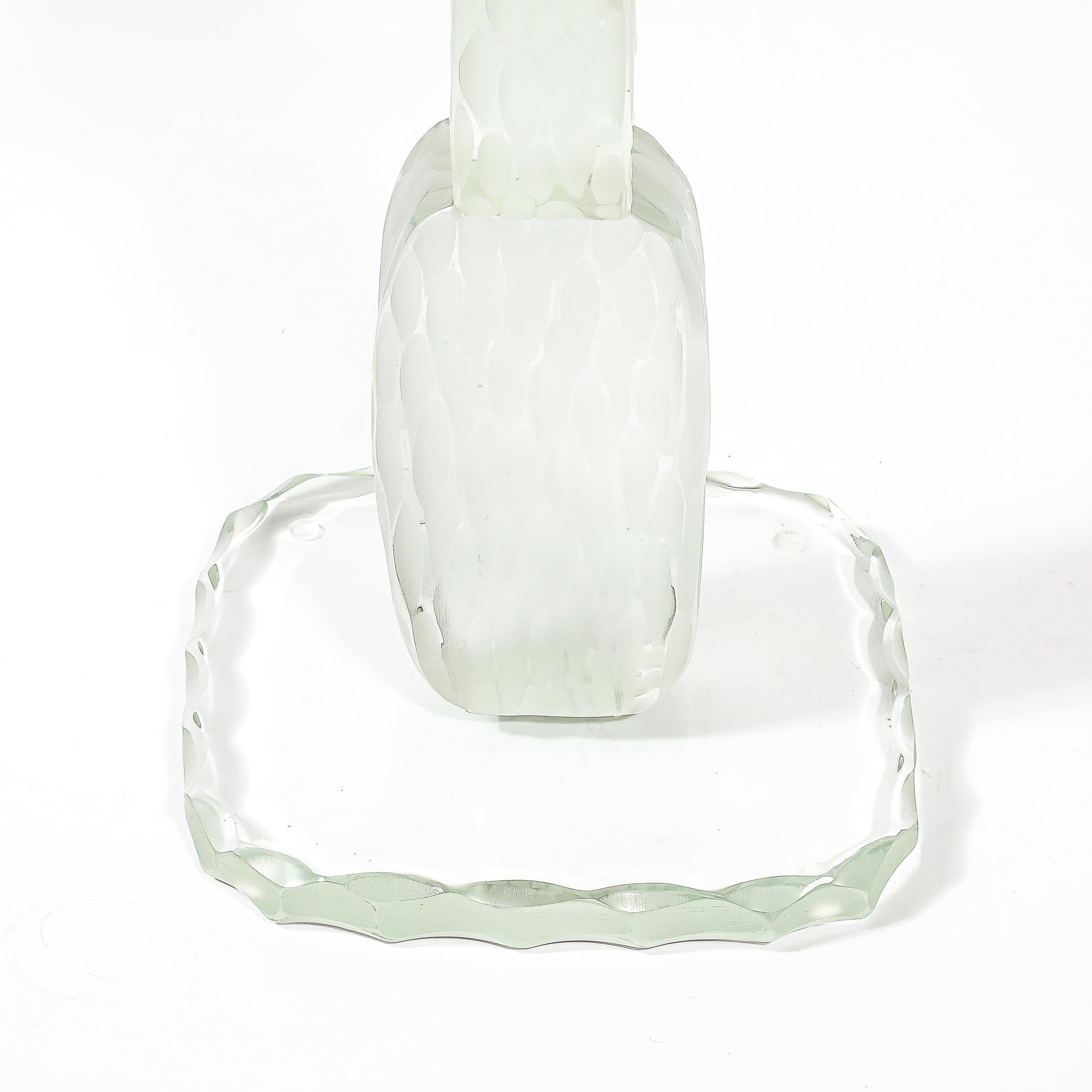 Moderne Table d'appoint moderniste pour boissons sculpturales en verre Battuto de Murano soufflé à la main en vente