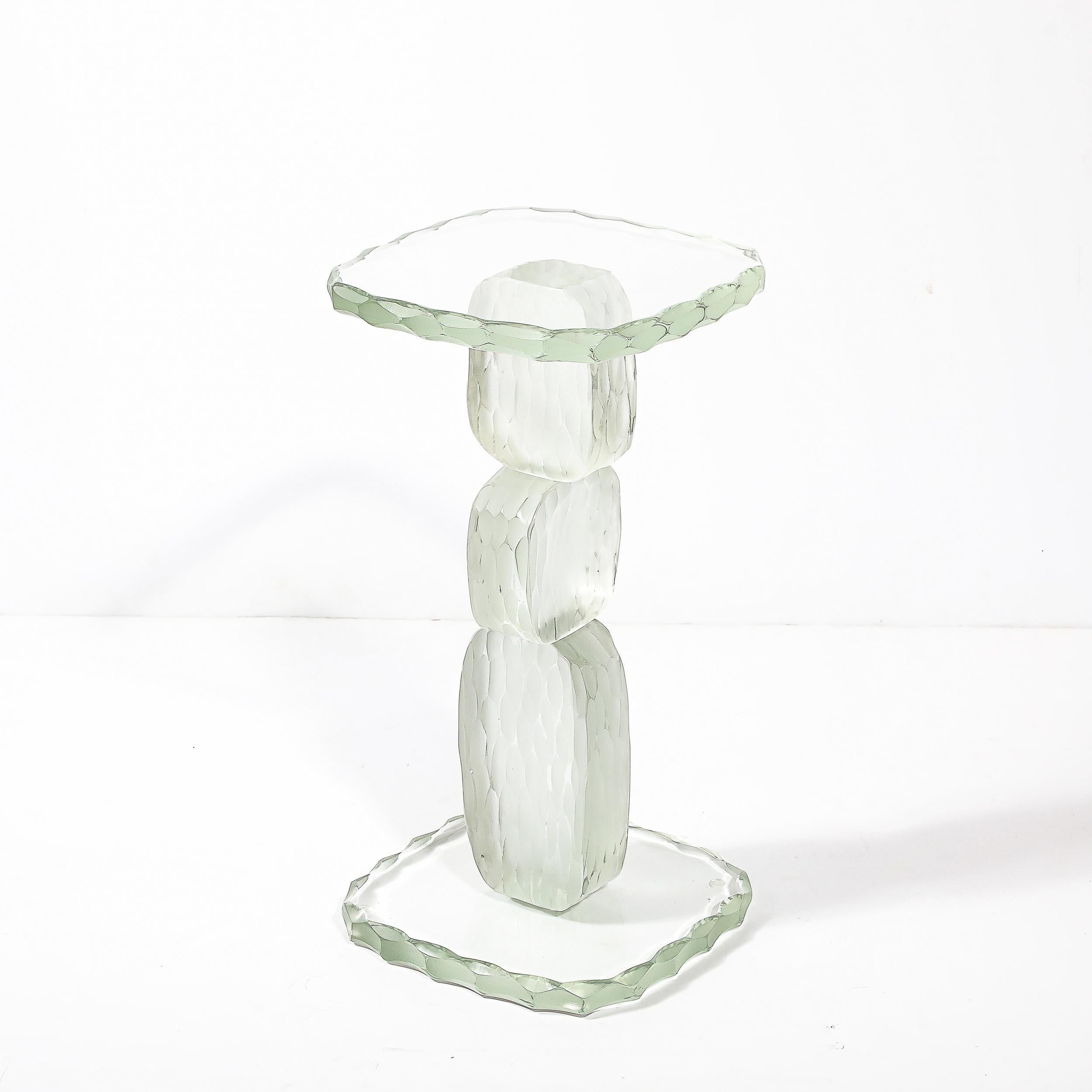 Table d'appoint moderniste pour boissons sculpturales en verre Battuto de Murano soufflé à la main Neuf - En vente à New York, NY