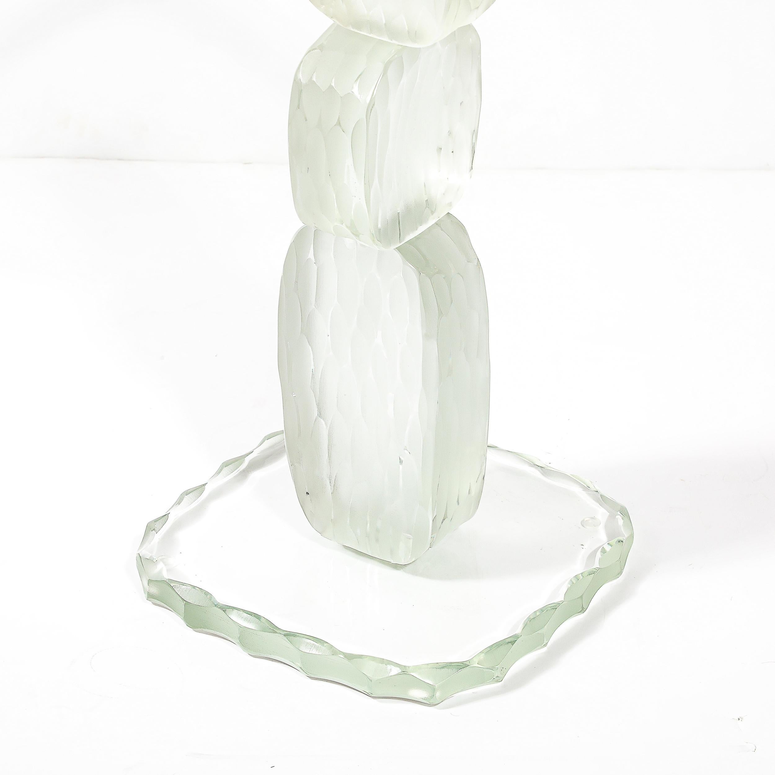 XXIe siècle et contemporain Table d'appoint moderniste pour boissons sculpturales en verre Battuto de Murano soufflé à la main en vente