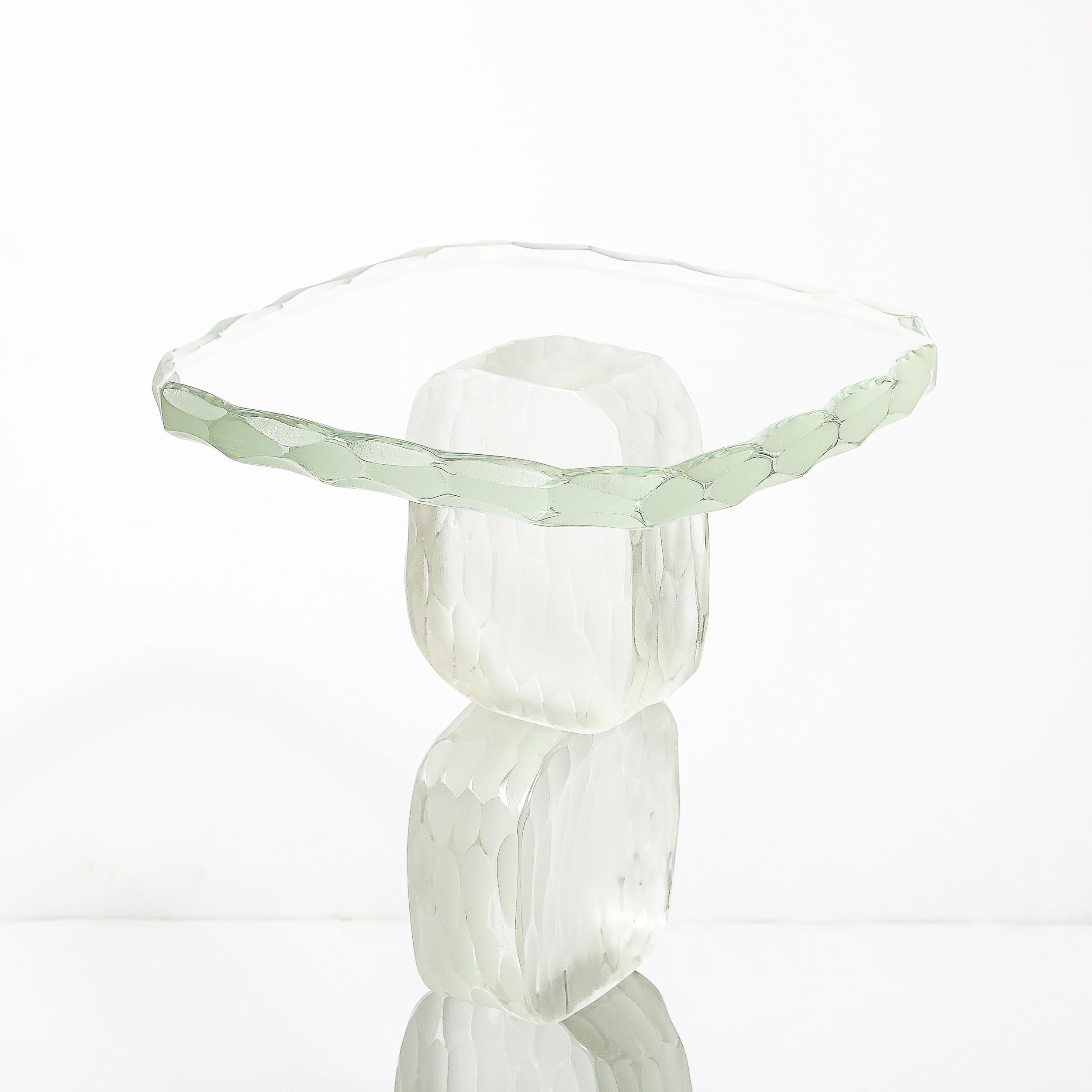 Verre de Murano Table d'appoint moderniste pour boissons sculpturales en verre Battuto de Murano soufflé à la main en vente