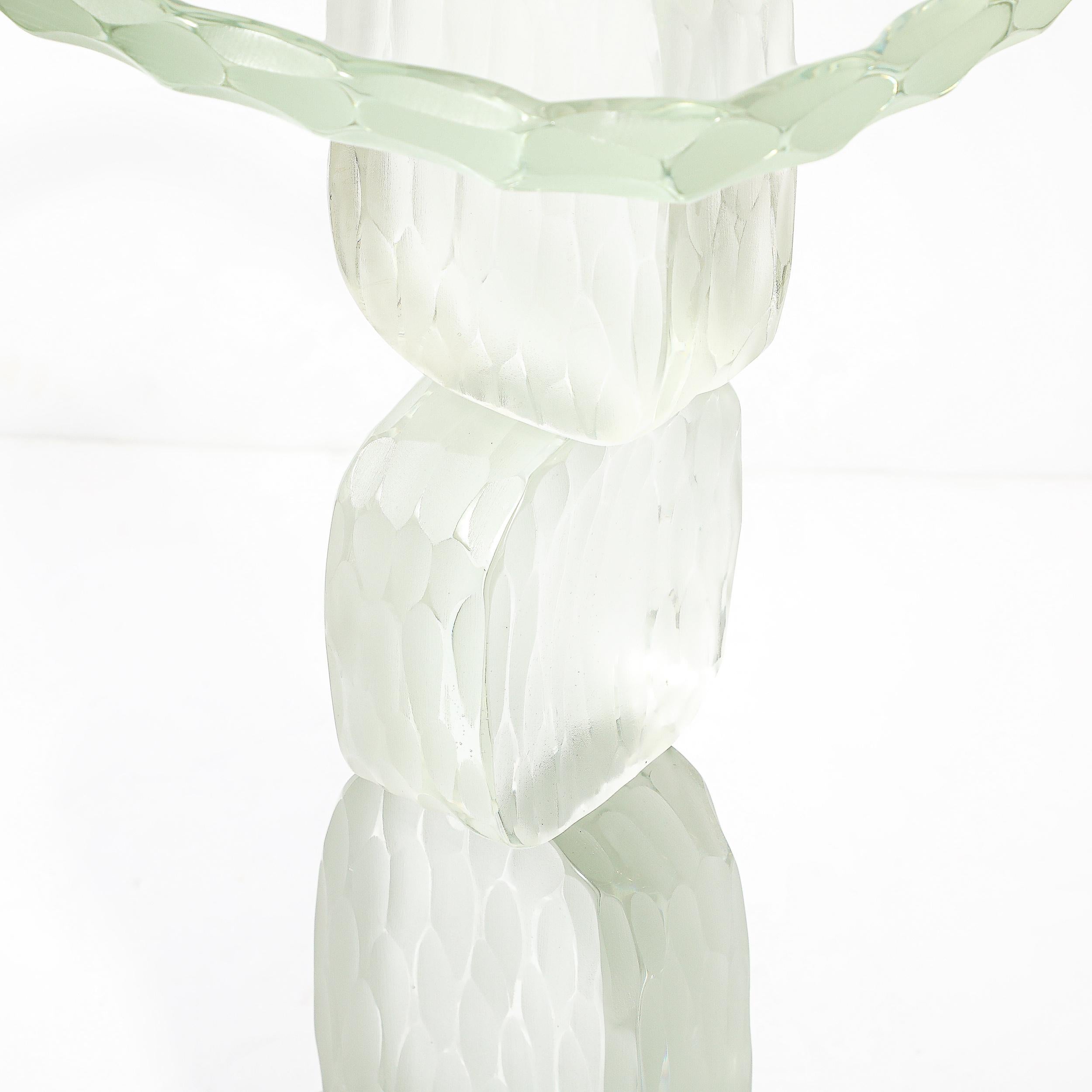Table d'appoint moderniste pour boissons sculpturales en verre Battuto de Murano soufflé à la main en vente 1