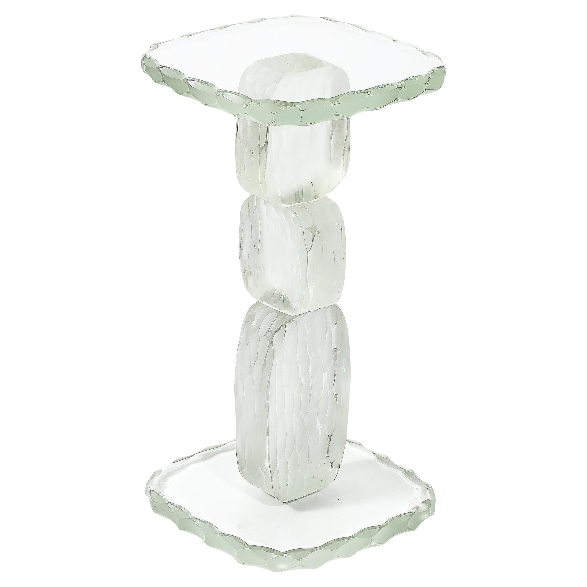 Modernist Hand-Blown Murano Battuto Glass Sculptural Drinks/End Table