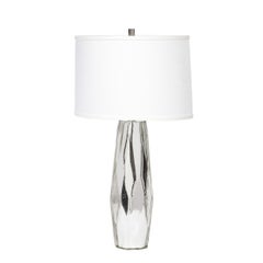 Modernist Hand-Blown Murano Cubist White Gold Mercury Glass Lamps