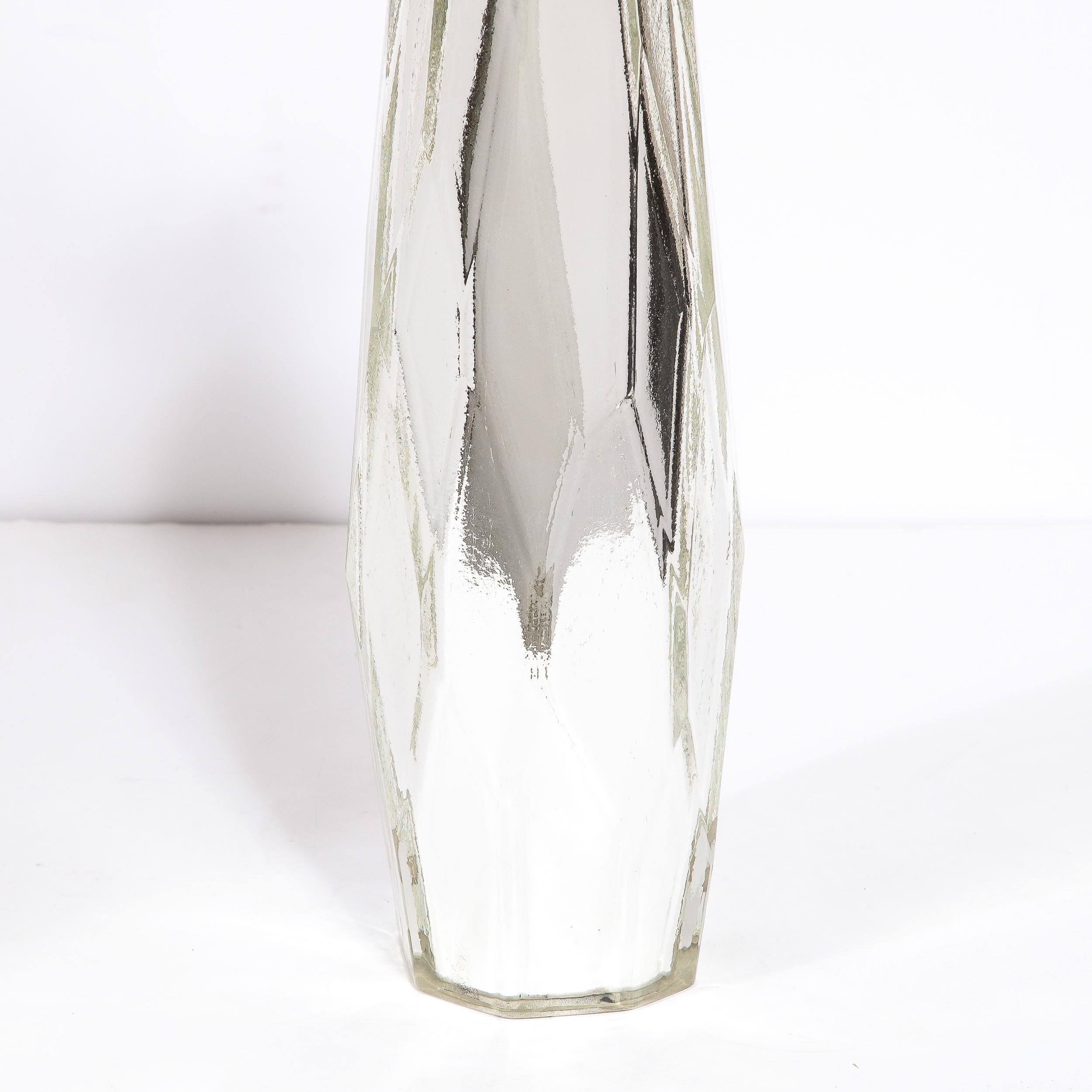 Lampes modernistes en verre mercuré blanc et or de Murano soufflé à la main en vente 1
