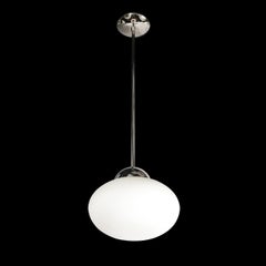 Lustre moderne à pendentifs en forme de globe givré, soufflé à la main à Murano, avec accessoires chromés