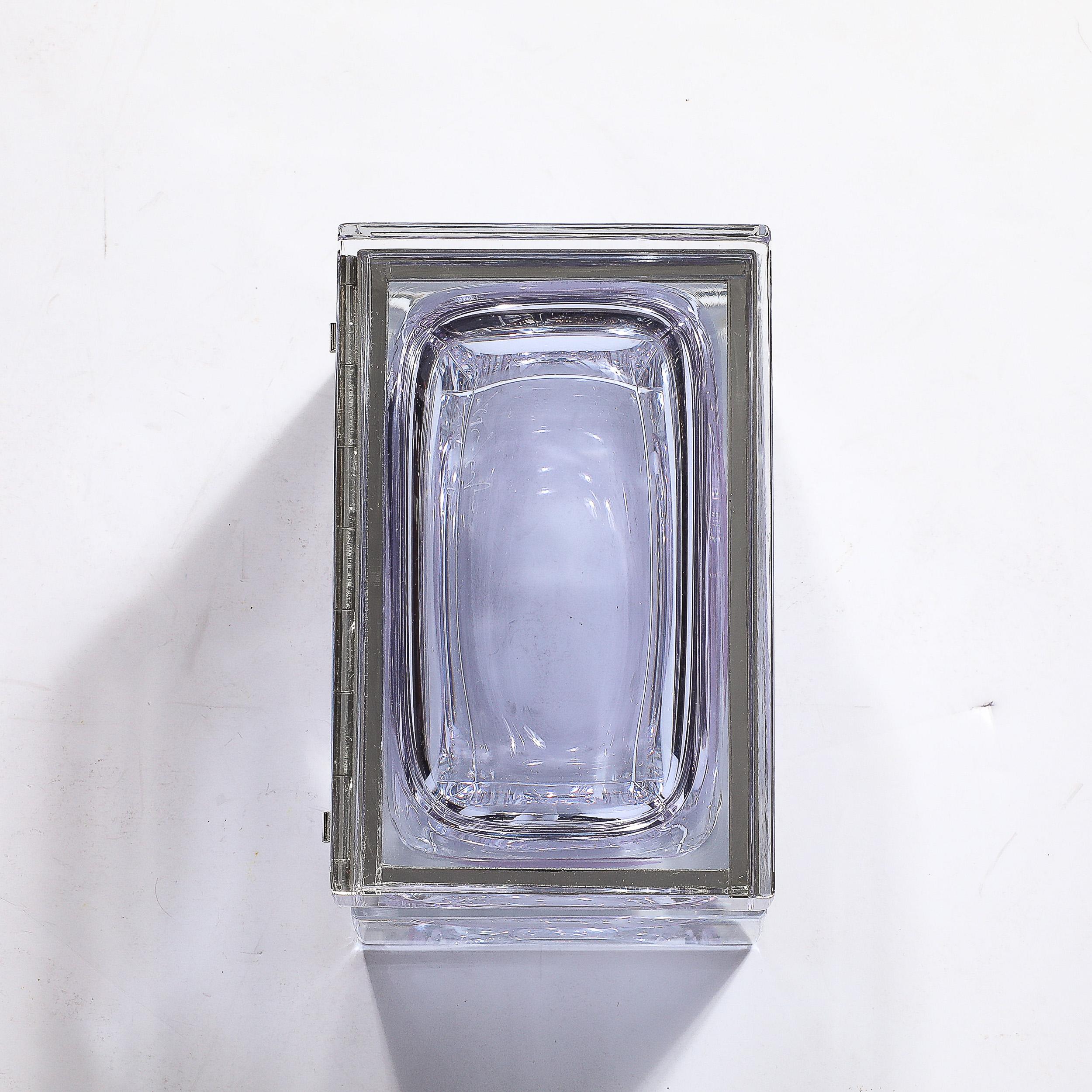 Modernist Hand-Blown Murano Glass Box in Lavender with Nickel Fittings For Sale 7