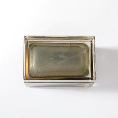 Boîte moderniste en verre de Murano soufflé à la main en vert atténué avec or et laiton 24 carats