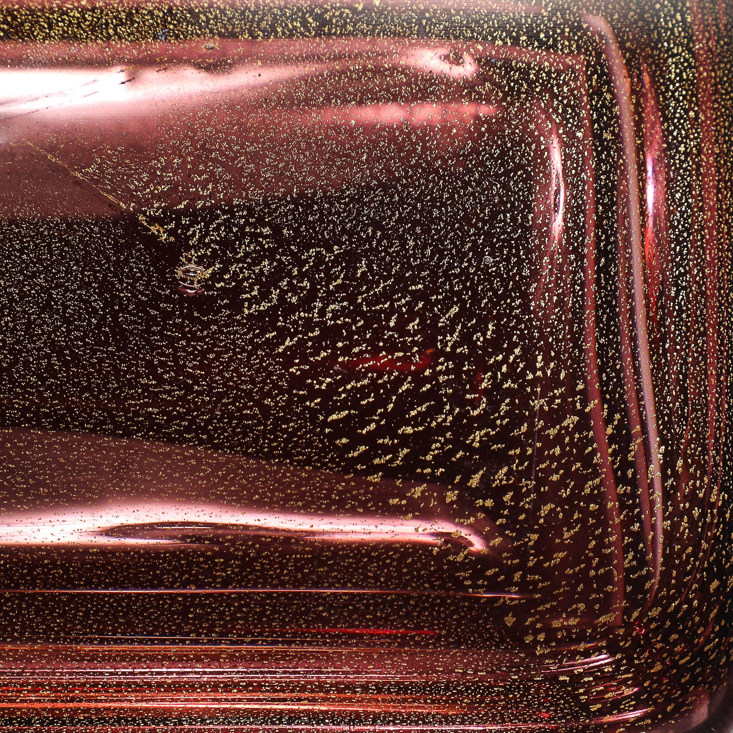 Modernist Hand-Blown Murano Glass Box in Smoked Rose with 24 Karat Gold Flecks For Sale 12