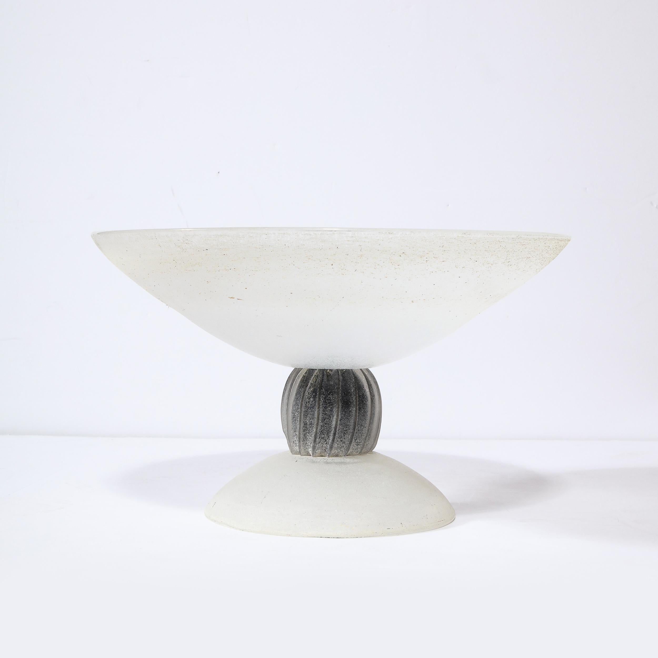 Modernist Hand-Blown Murano Glass Centerpiece in Scavo by Seguso In Excellent Condition In New York, NY