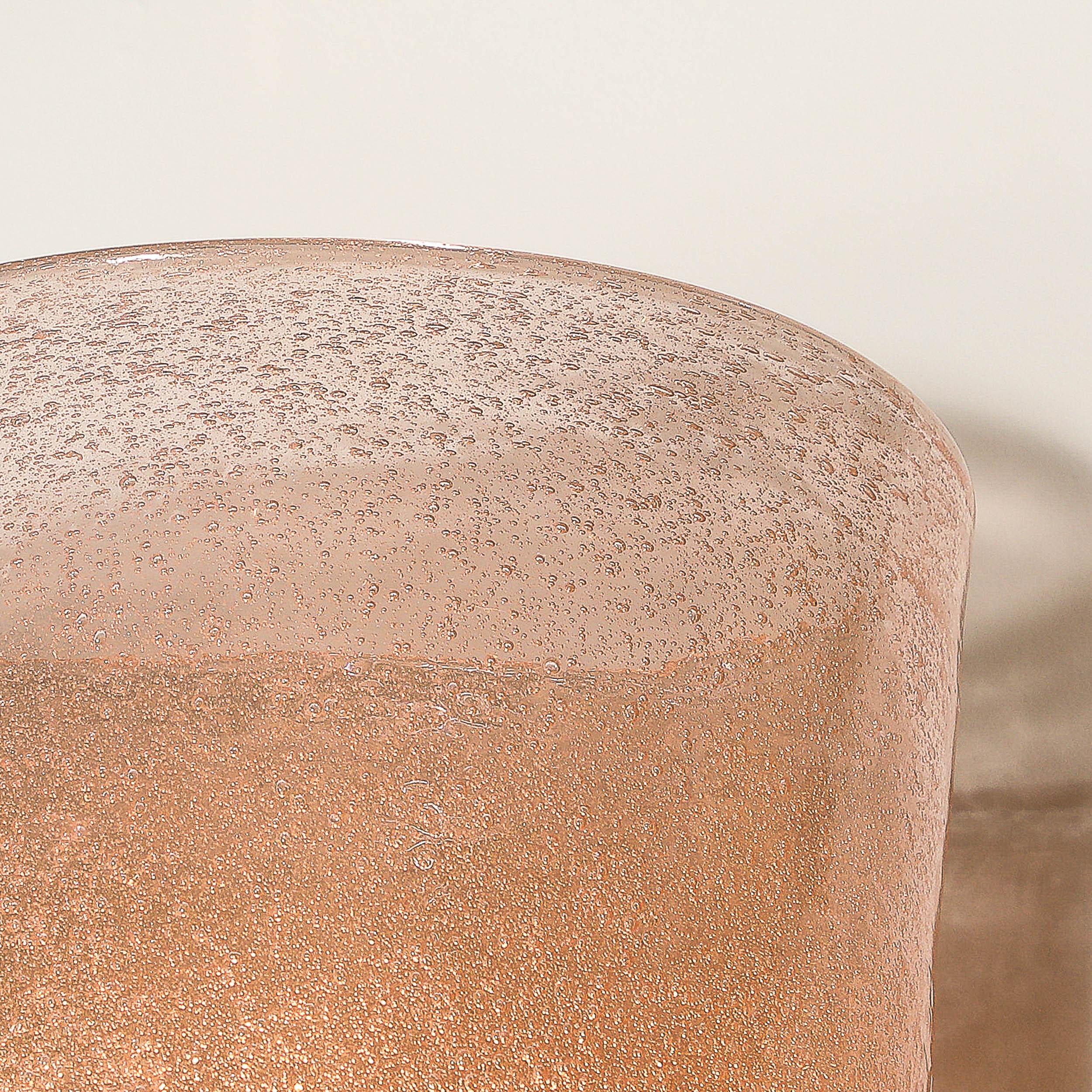 Modernistische Wandleuchter aus mundgeblasenem Murano-Glas Pulegoso in Rauchrosa und Messing im Angebot 4