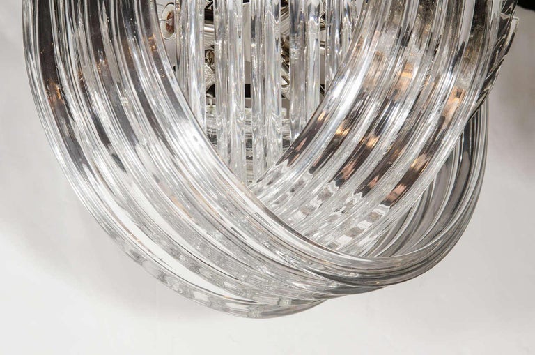 Modernist Hand Blown Murano Glass Ribbon Chandelier with Chrome Fittings In New Condition For Sale In New York, NY