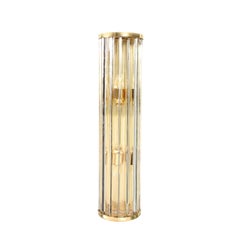 Modernist Hand-Blown Murano Glass Rod & Brass Sconces Signed Tosso Murano