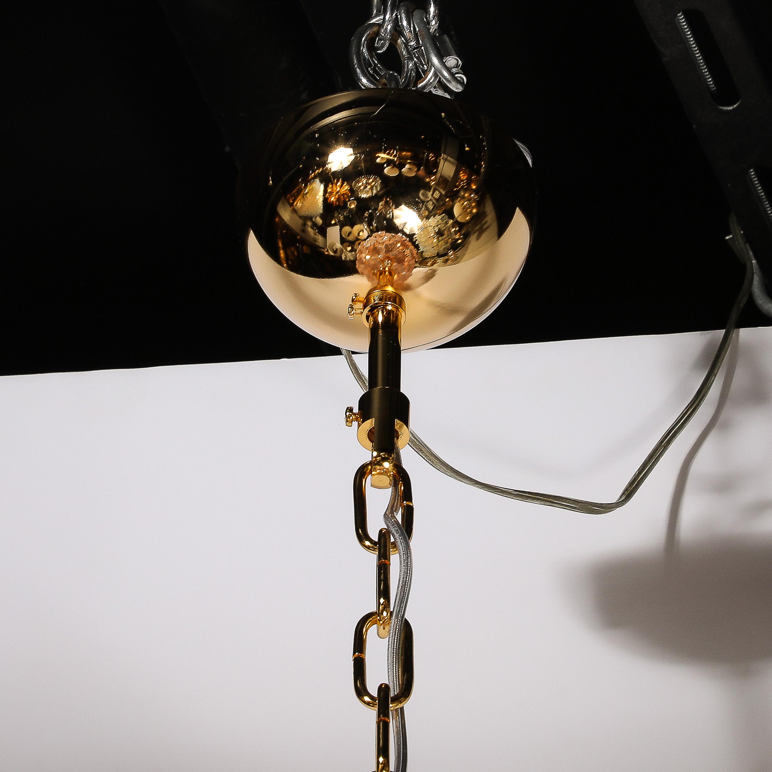 Modernist Hand-Blown Murano Glass Sakura Pink Floral Chandelier & Brass Fittings 6