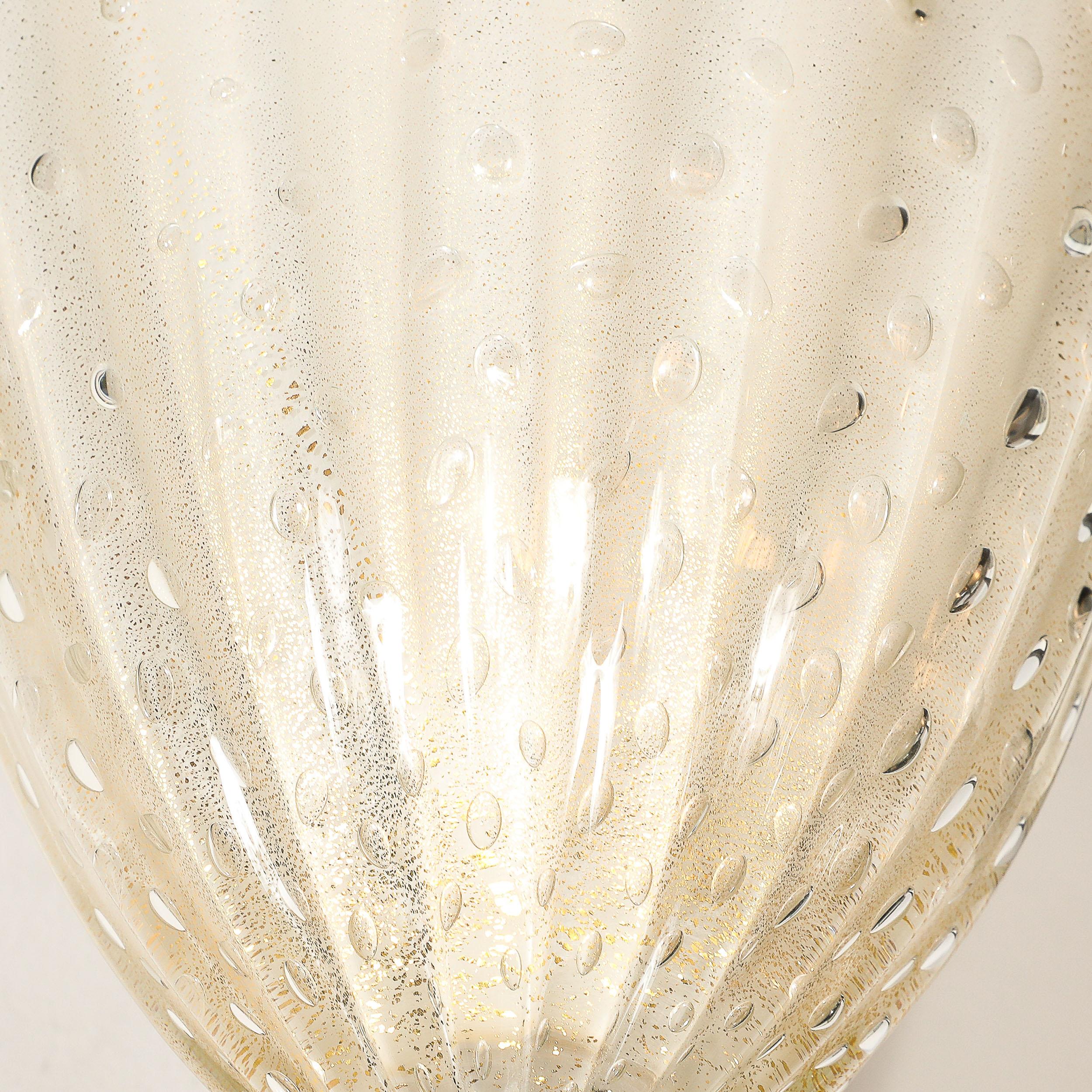 Modernist Hand-Blown Murano Glass Sconces in Opalene Glass with 24 Karat Gold in vendita 6