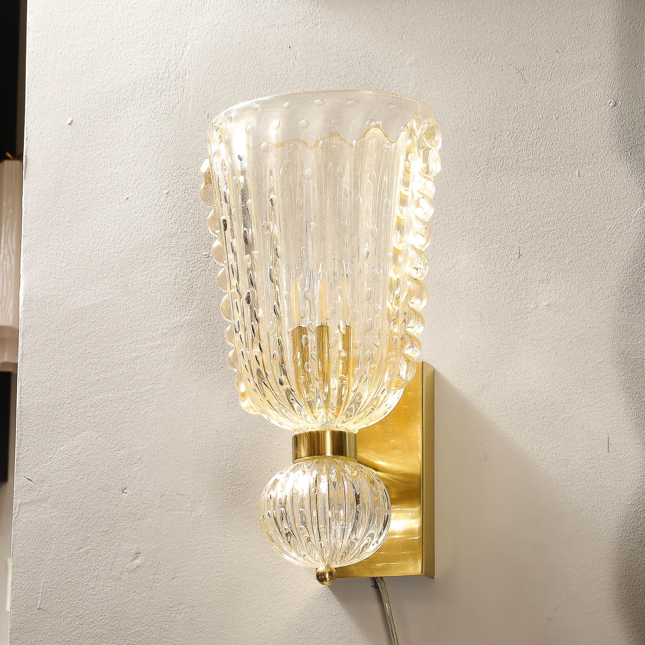 Appliques modernistes en verre de Murano soufflé à la main avec détails à volants et touches d'or 24 carats en vente 4