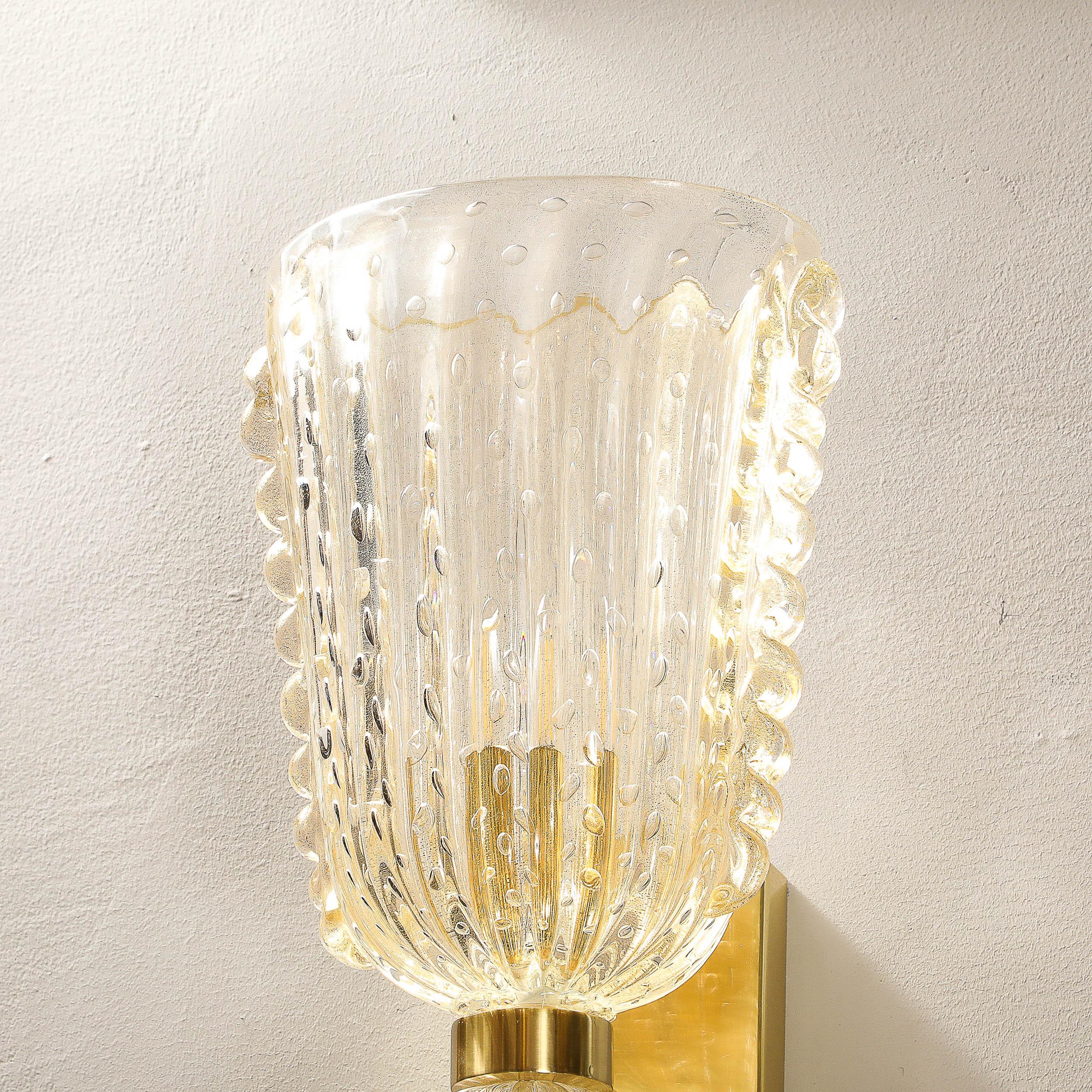 Appliques modernistes en verre de Murano soufflé à la main avec détails à volants et touches d'or 24 carats en vente 5