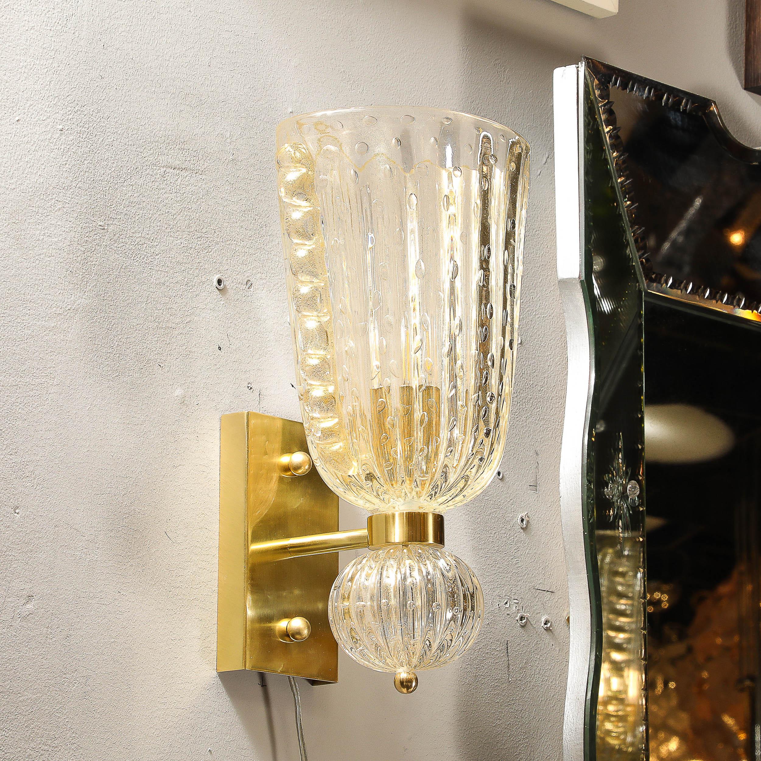 Appliques modernistes en verre de Murano soufflé à la main avec détails à volants et touches d'or 24 carats en vente 7