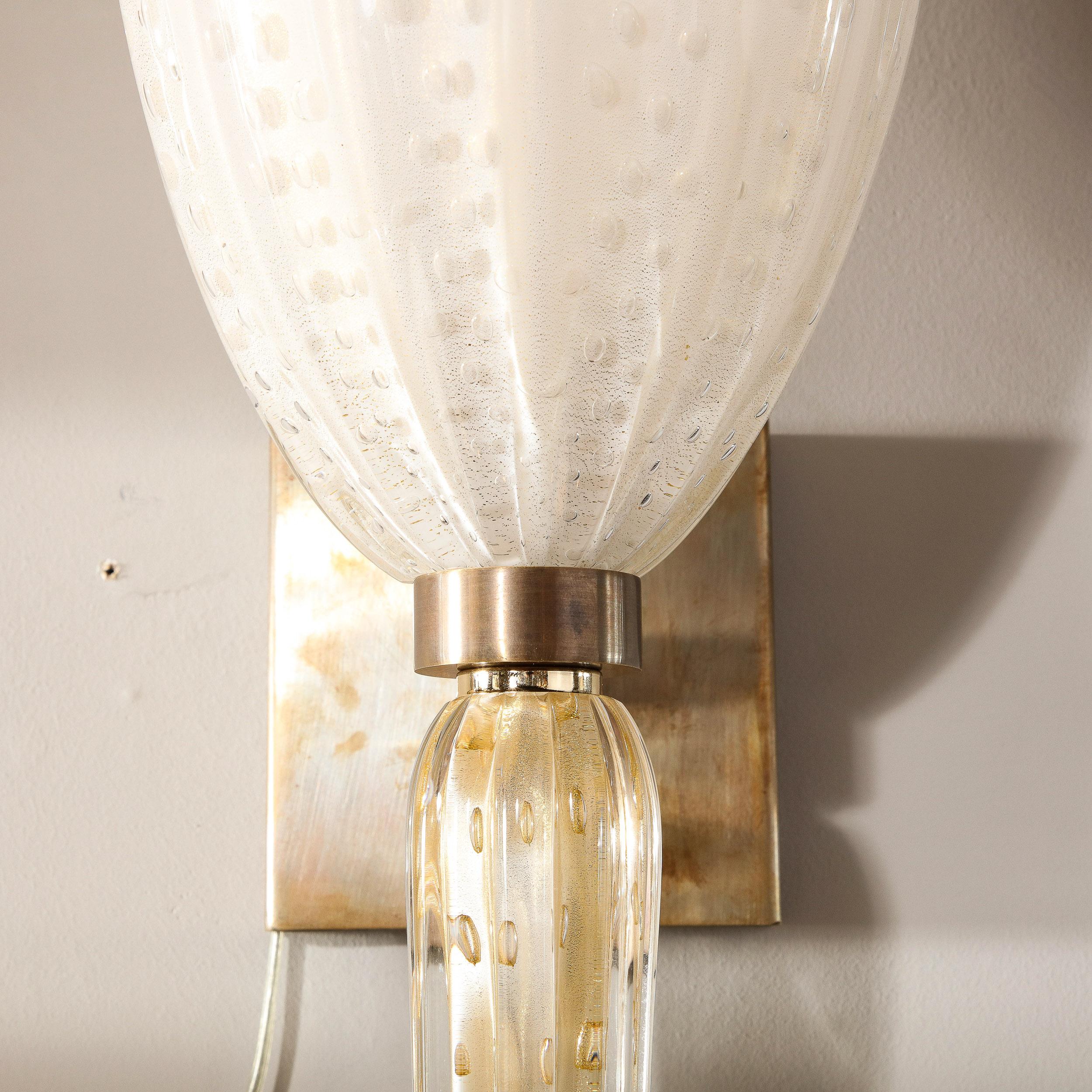 Modernist Hand-Blown Murano Glass Sconces with Murines & 24K Gold Flecks  For Sale 7
