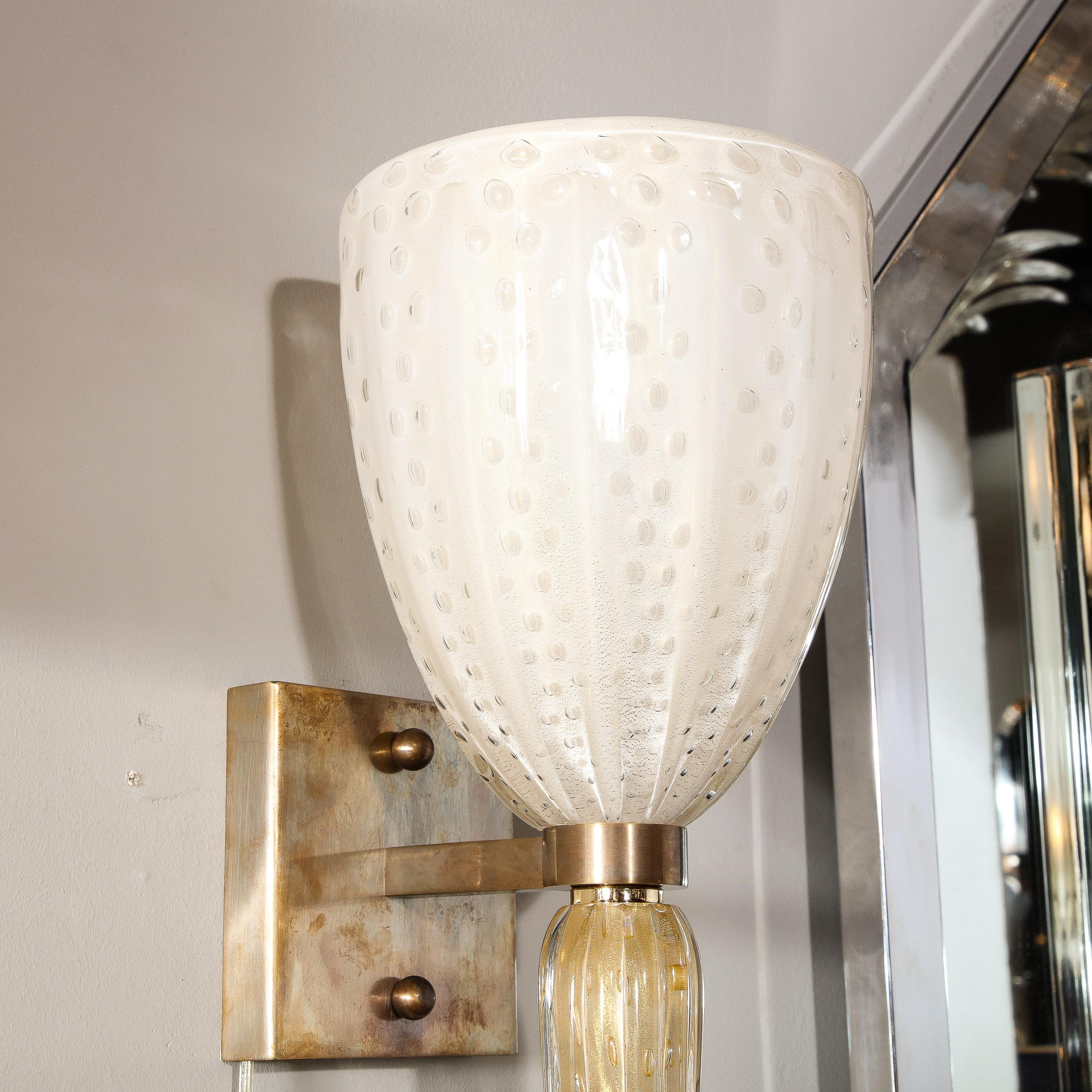 Modernist Hand-Blown Murano Glass Sconces with Murines & 24K Gold Flecks  For Sale 8