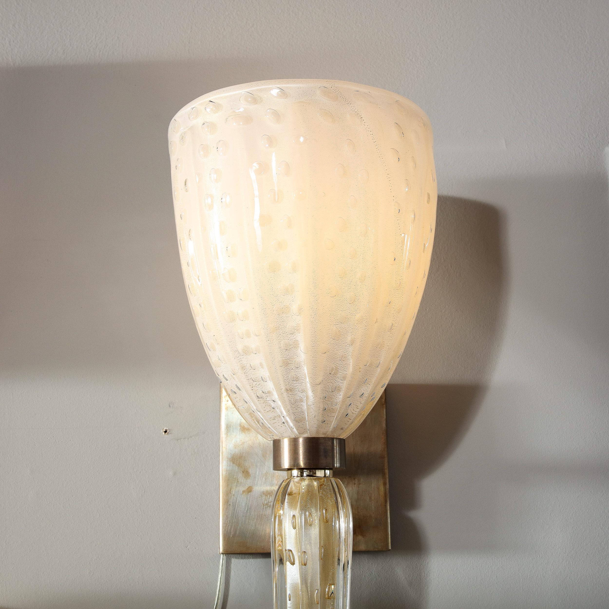 Modernist Hand-Blown Murano Glass Sconces with Murines & 24K Gold Flecks  For Sale 11