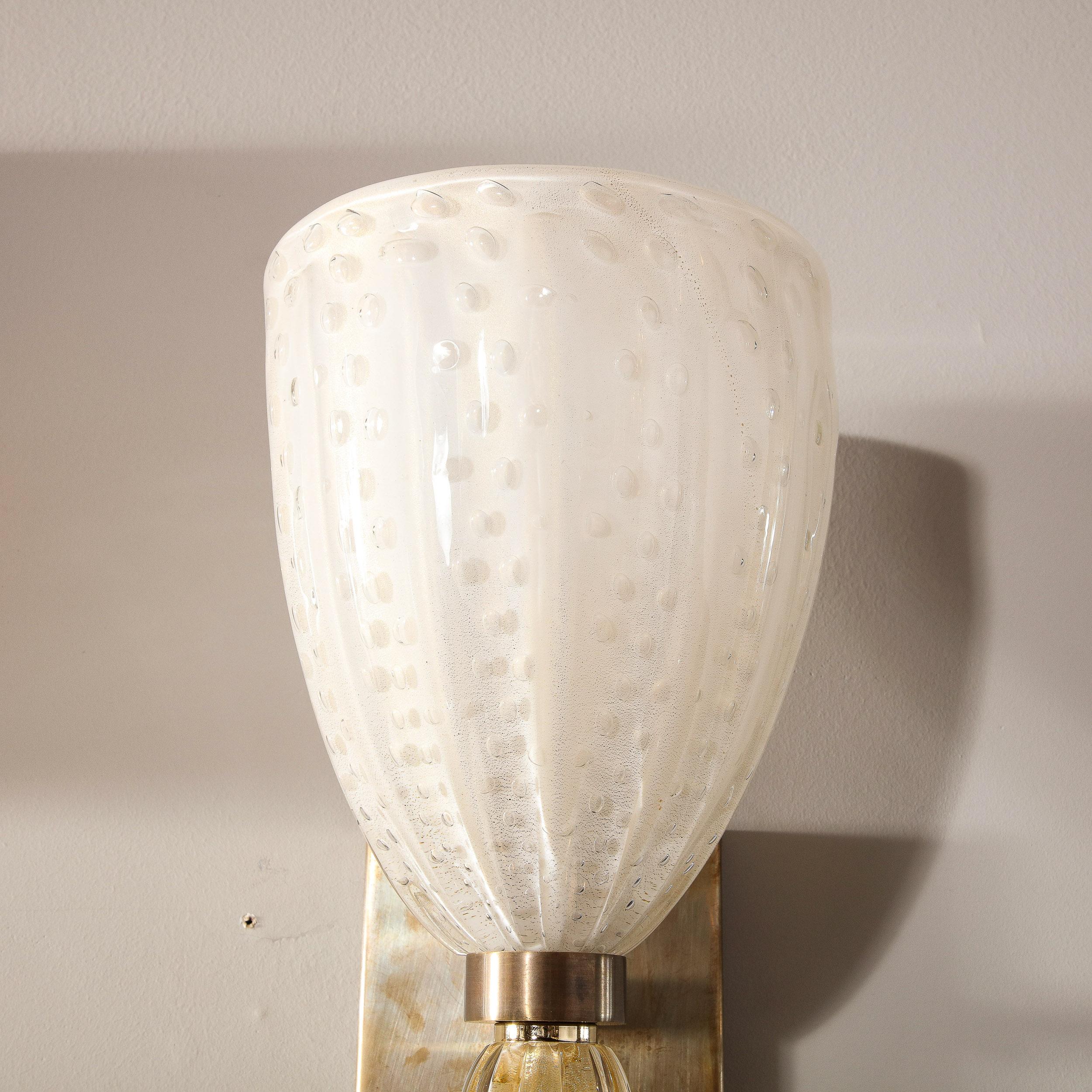 XXIe siècle et contemporain Appliques modernistes en verre de Murano soufflé à la main avec murines et touches d'or 24 carats en vente
