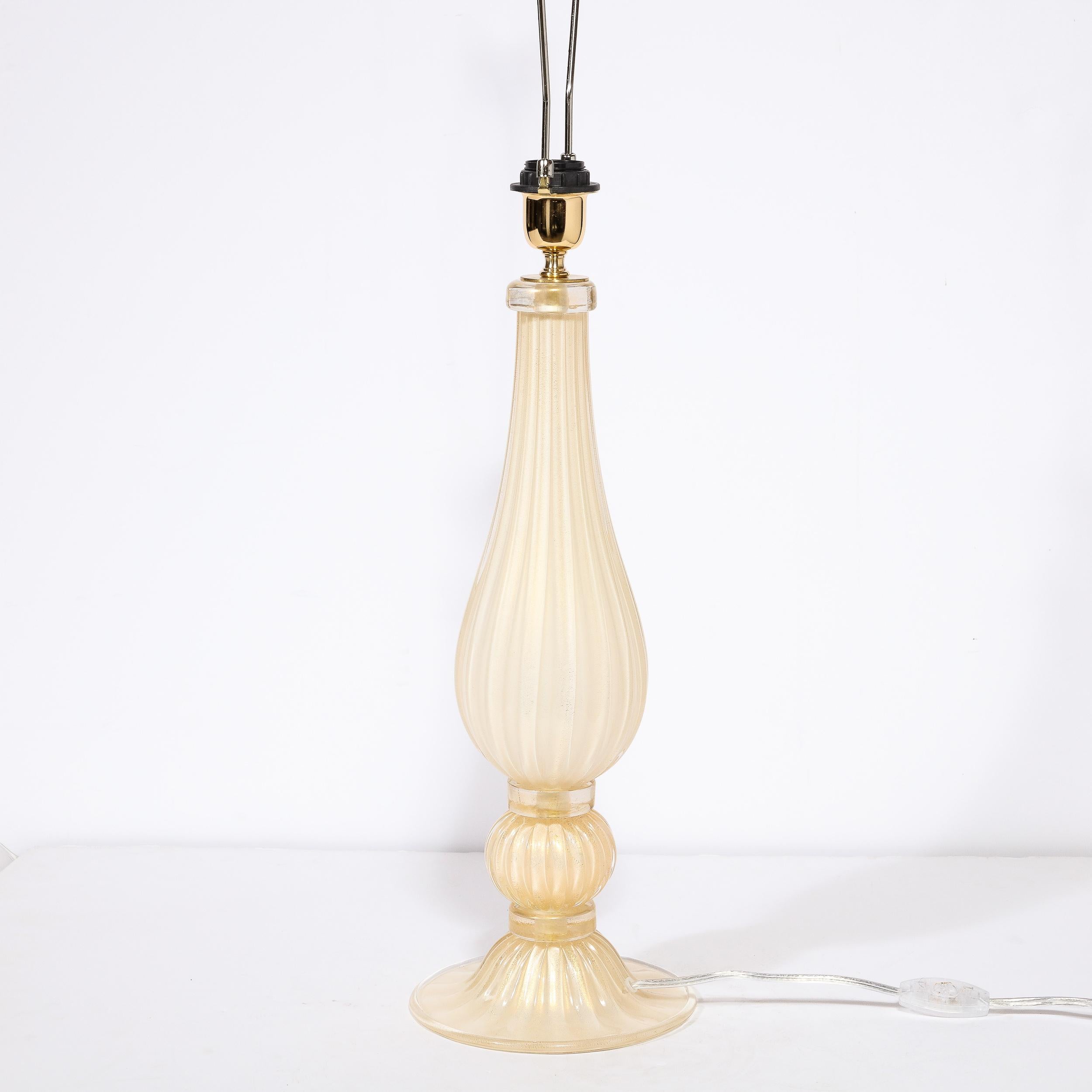 Modernist Hand-Blown Murano Glass Table Lamps in Pearl White w/ 24K Gold Flecks For Sale 5