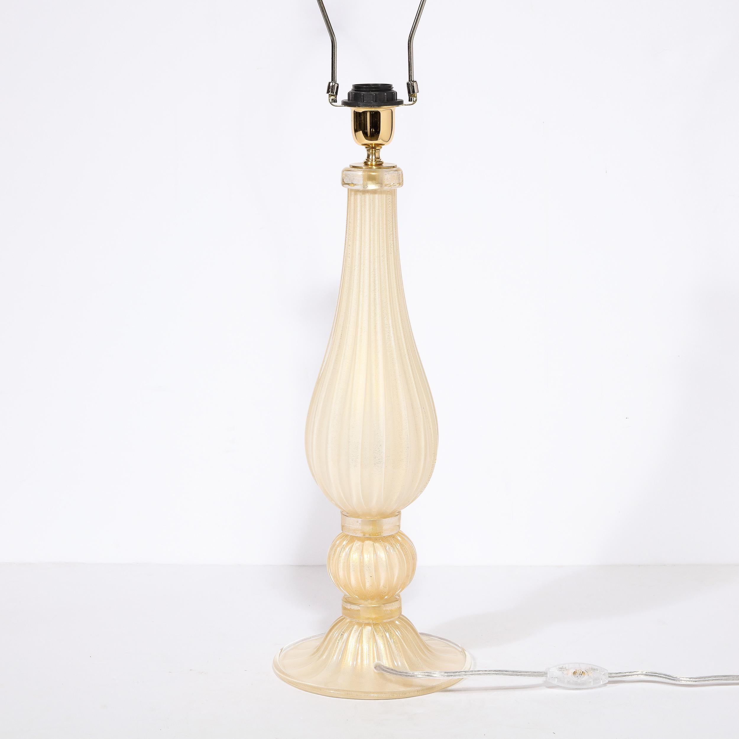 Modernist Hand-Blown Murano Glass Table Lamps in Pearl White w/ 24K Gold Flecks For Sale 6