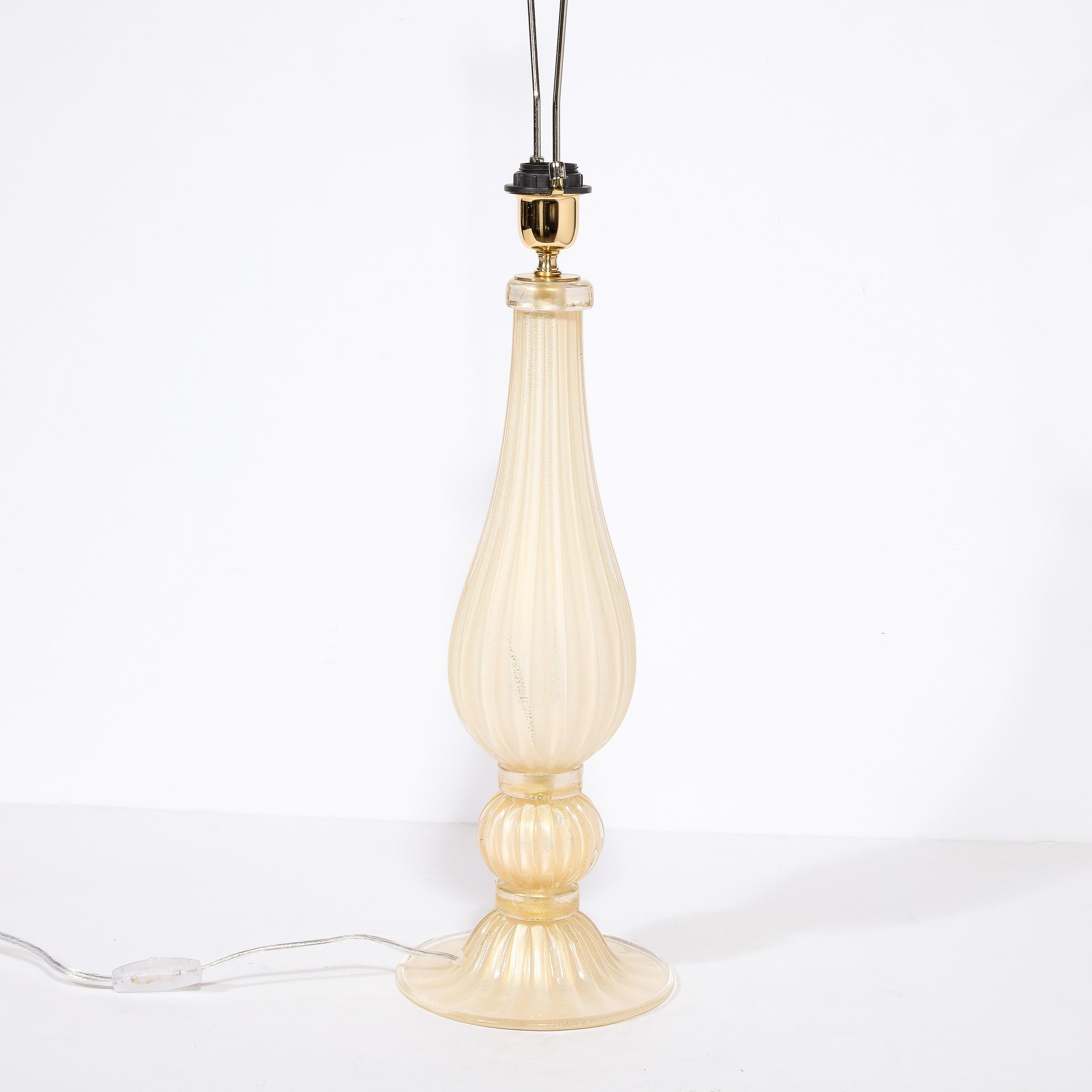 Modernist Hand-Blown Murano Glass Table Lamps in Pearl White w/ 24K Gold Flecks For Sale 7
