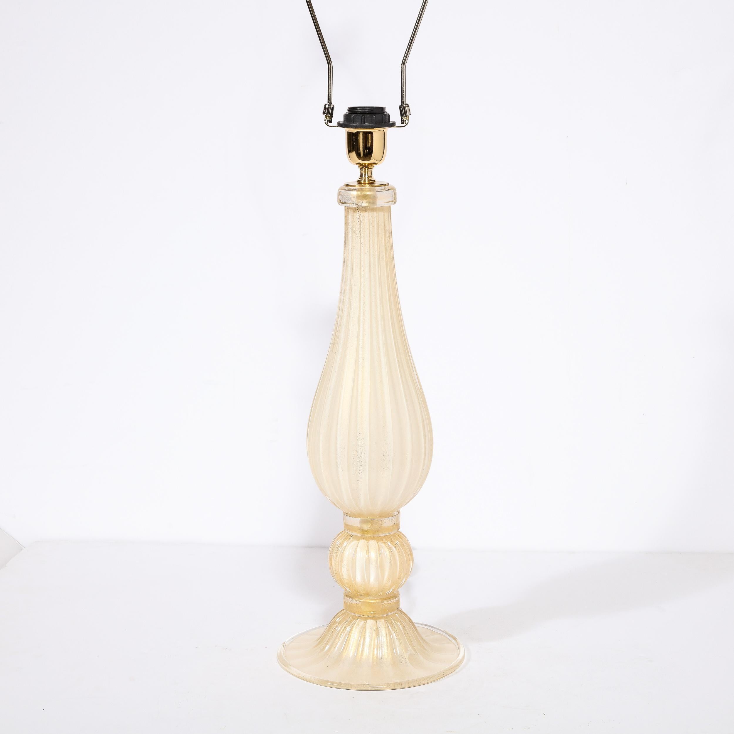 Modernist Hand-Blown Murano Glass Table Lamps in Pearl White w/ 24K Gold Flecks For Sale 2