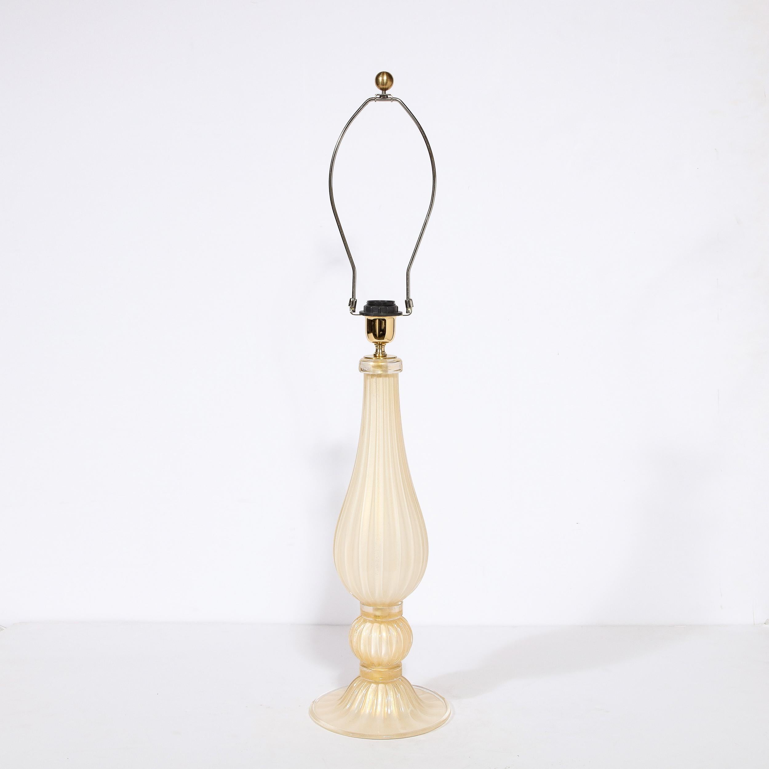 Modernist Hand-Blown Murano Glass Table Lamps in Pearl White w/ 24K Gold Flecks For Sale 3