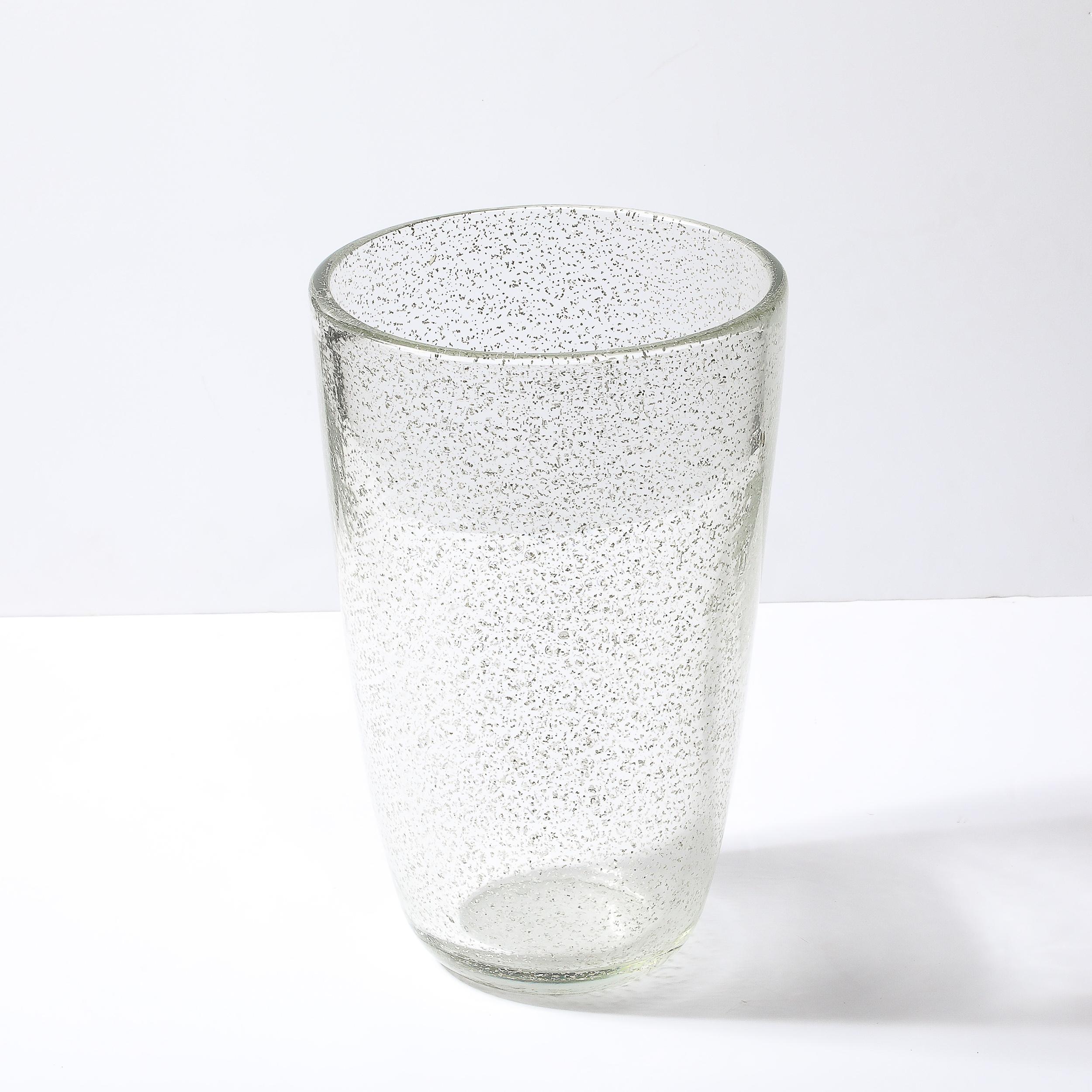 XXI secolo e contemporaneo Vaso modernista in vetro di Murano soffiato a mano con macchie d'oro bianco 24 carati in vendita