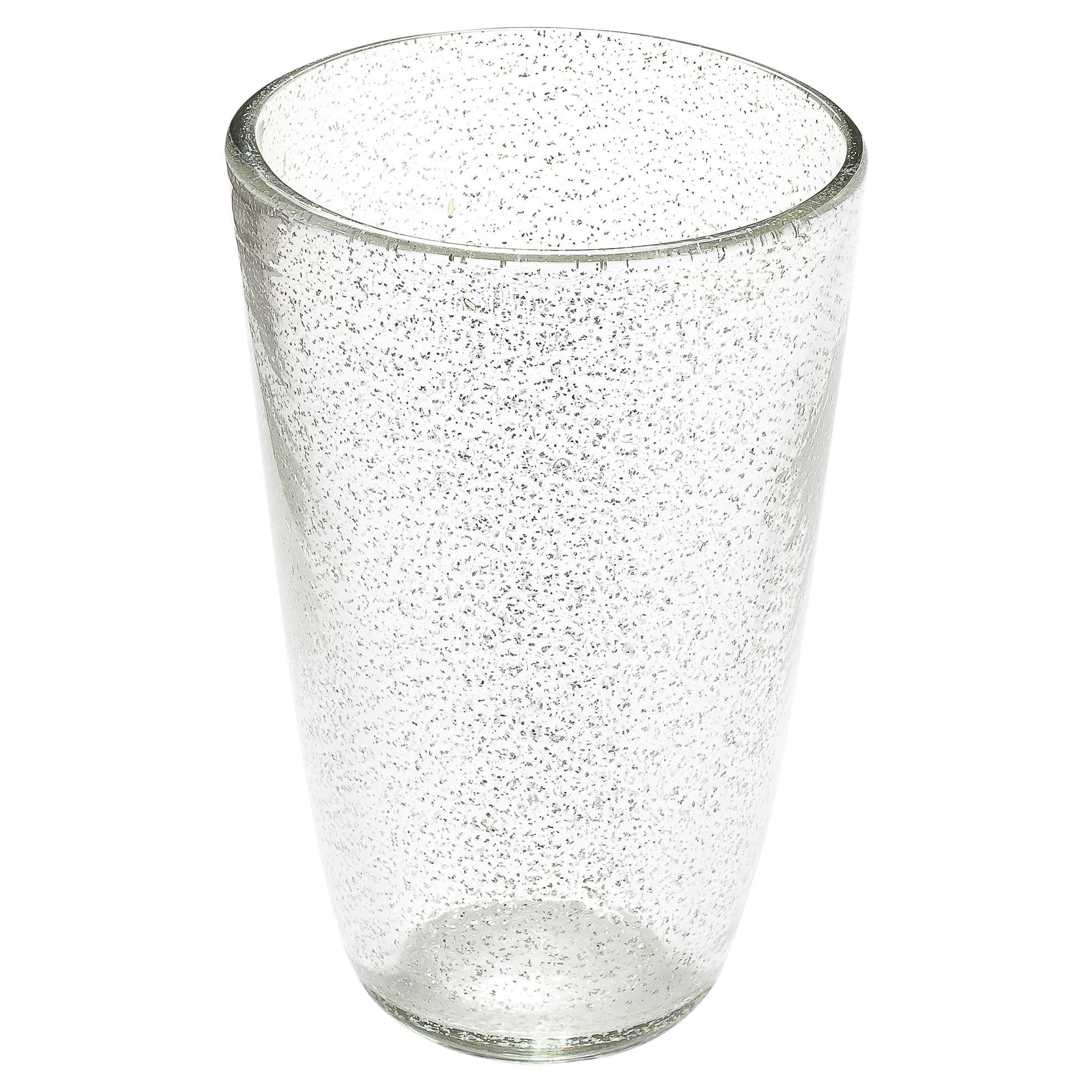 Modernistische Vase aus mundgeblasenem Murano-Glas mit Flecken aus 24 Karat Weißgold
