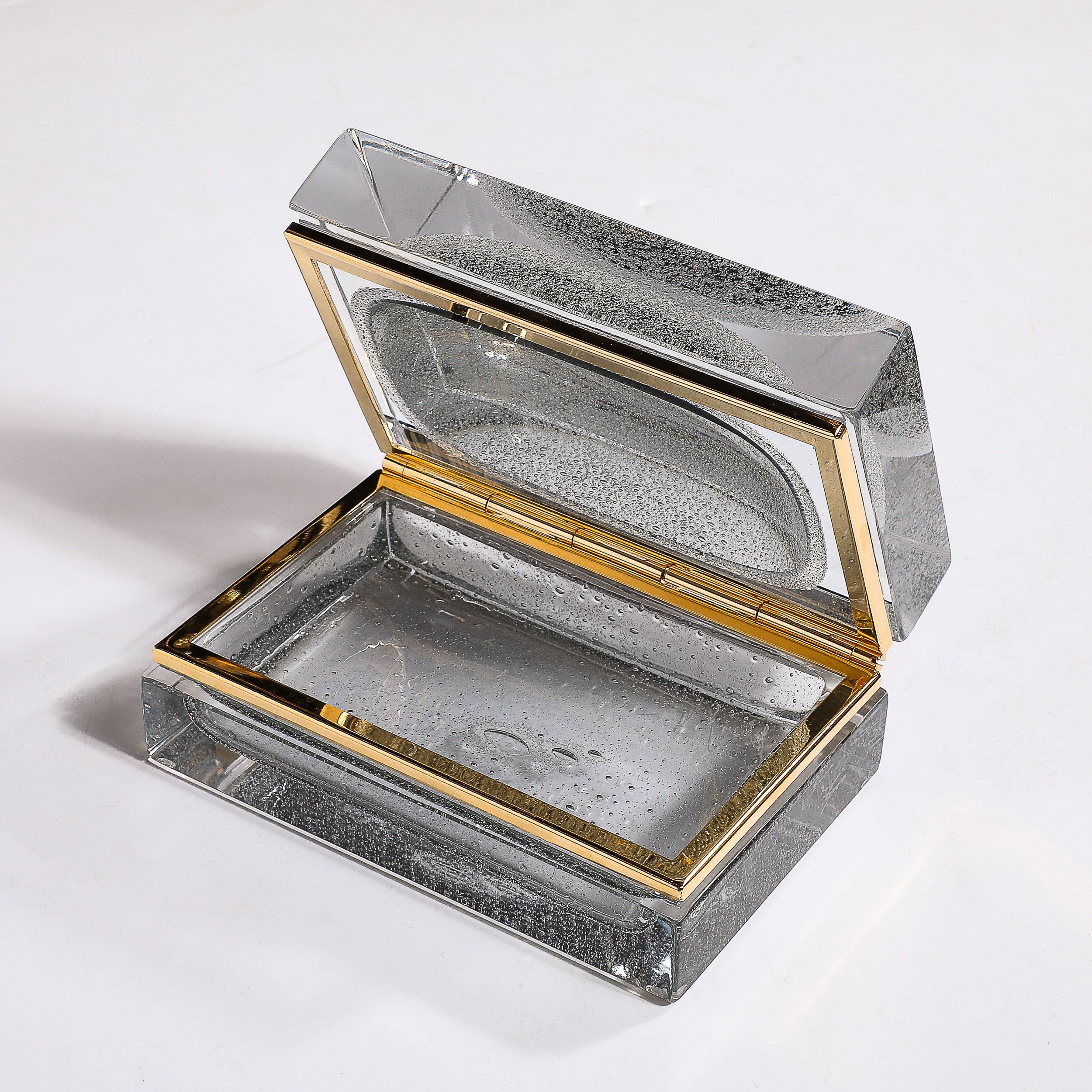 Modernist mundgeblasen Murano grau Bullicante detaillierte & Messing ausgestattet Glas-Box  im Angebot 4
