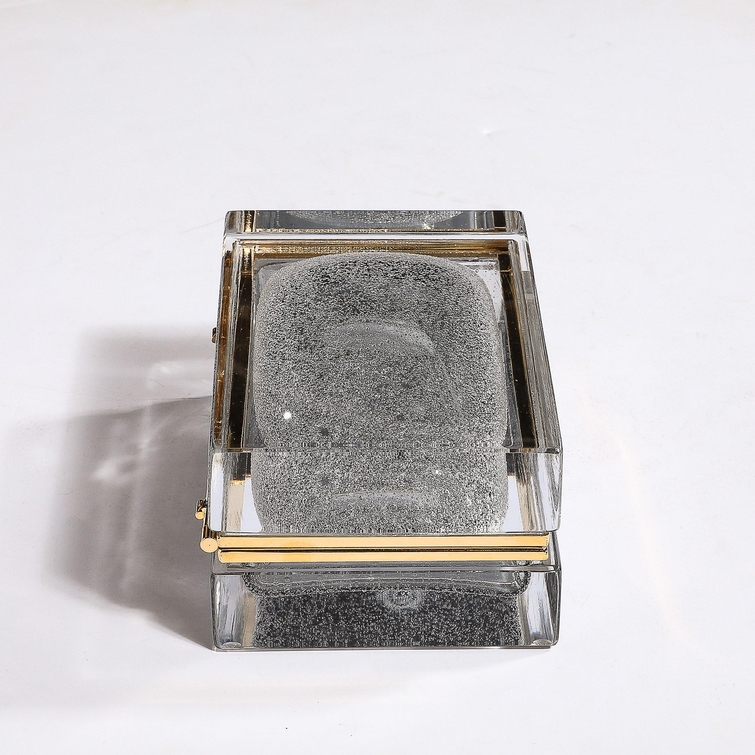 Modernist mundgeblasen Murano grau Bullicante detaillierte & Messing ausgestattet Glas-Box  (21. Jahrhundert und zeitgenössisch) im Angebot