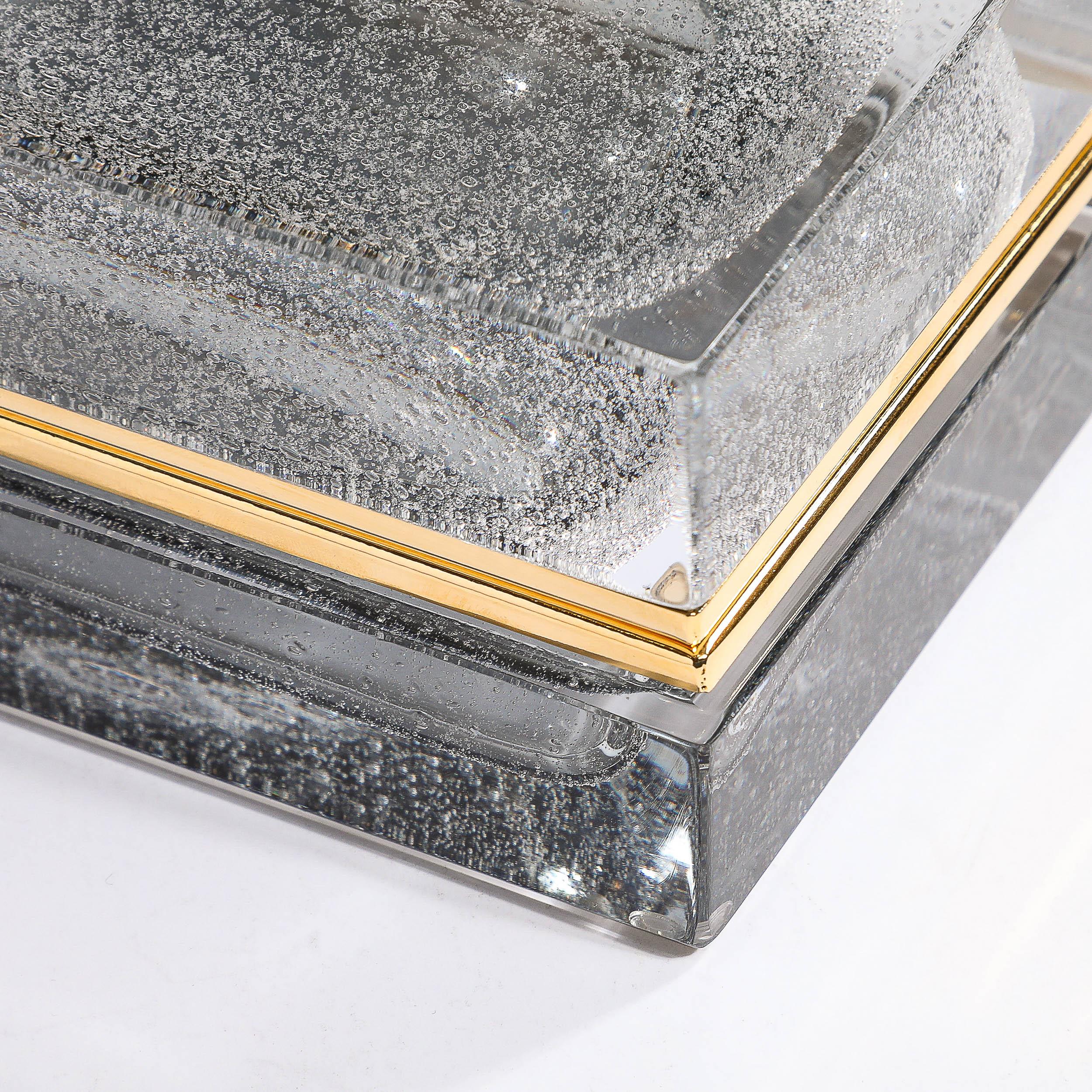 Modernist mundgeblasen Murano grau Bullicante detaillierte & Messing ausgestattet Glas-Box  im Angebot 3