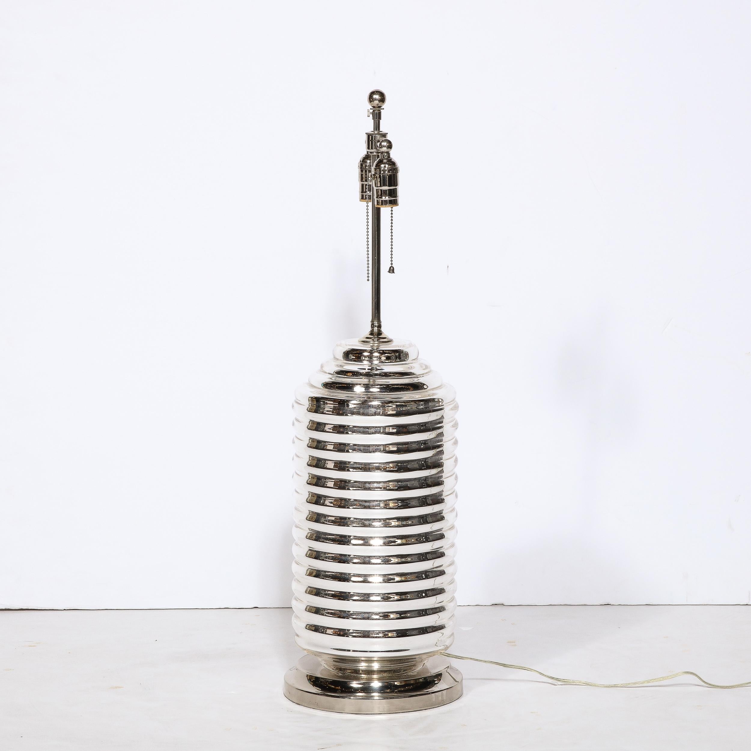 Modernistische mundgeblasene Murano-Tischlampe in Hive-Form aus Quecksilberglas im Angebot 3
