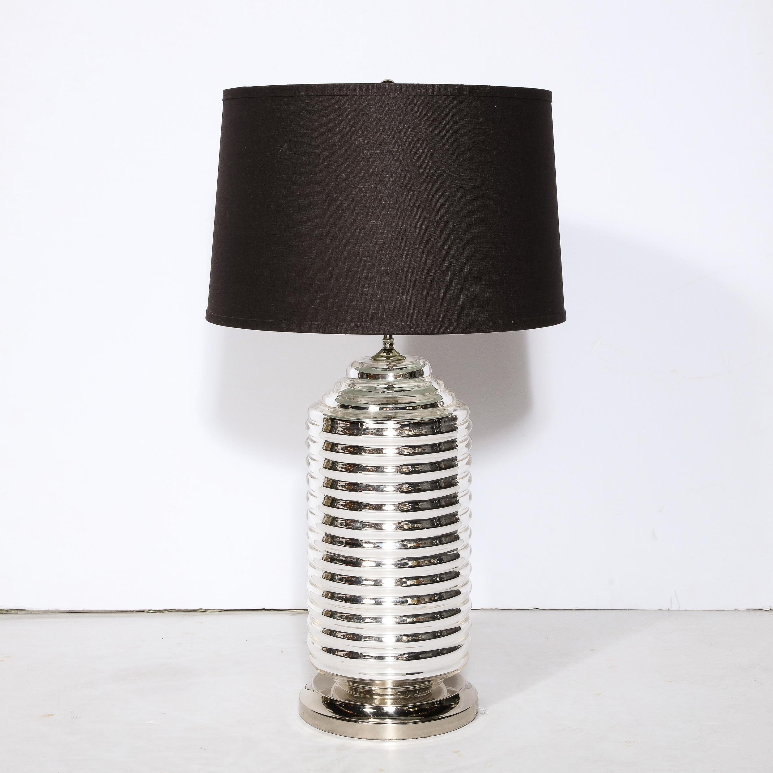 Modernist Hand Blown Murano Hive Form Table Lamp in Mercury Glass In Excellent Condition For Sale In New York, NY